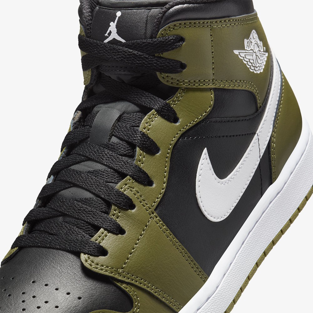 Air Jordan 1 Mid 'Black White Olive'