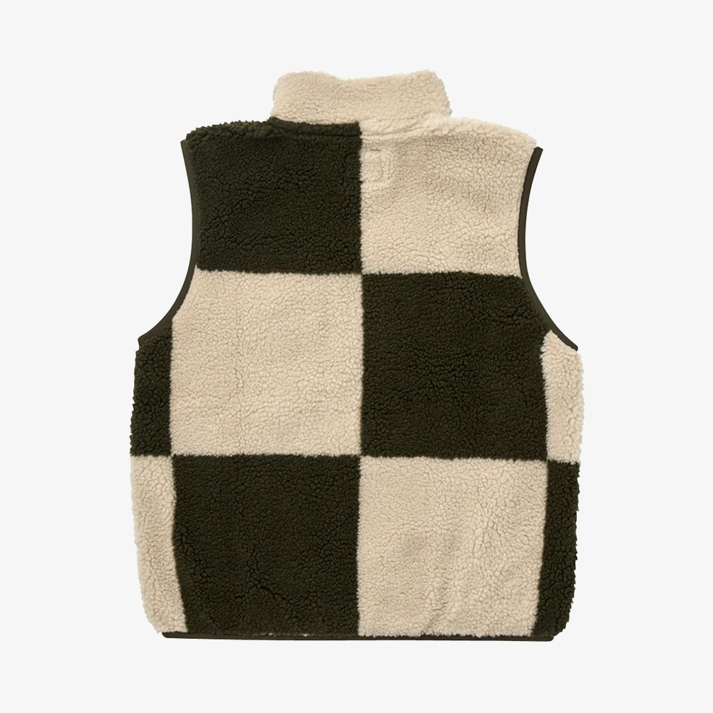 Checkered Sherpa Vest 'Olive Check'