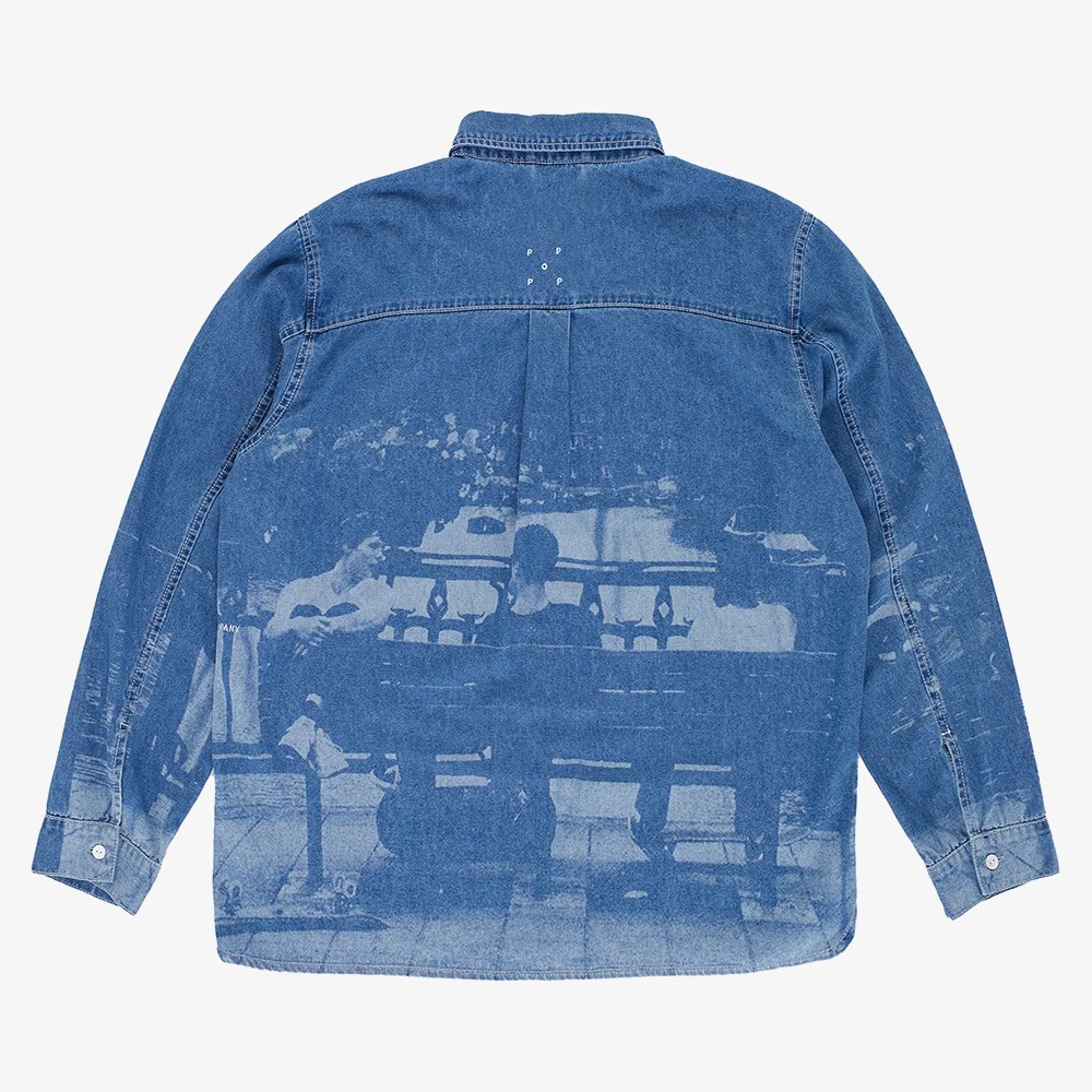 Printed Denim Shirt 'Blue'