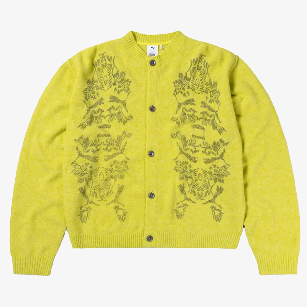 PUMA x Aries Knitted Cardigan 'Lime Sheen'