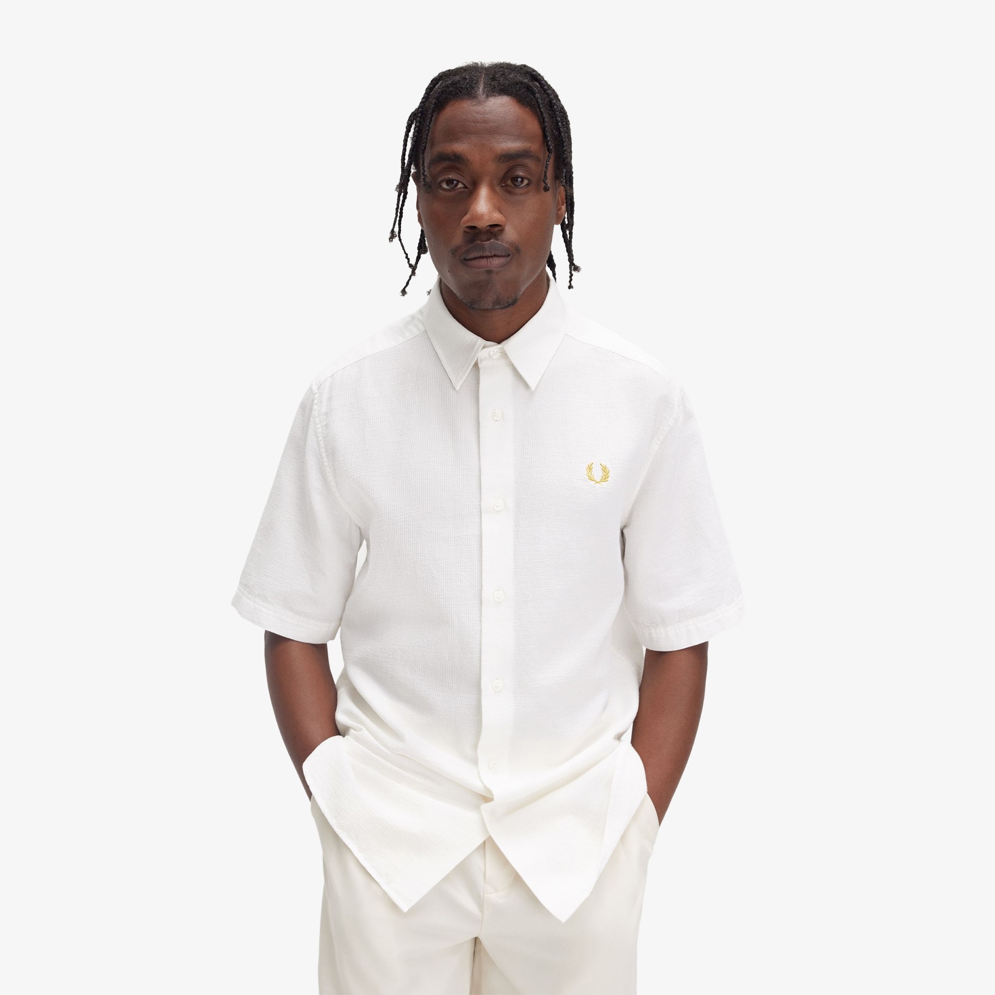 Textured Seersucker Shirt 'Snow White'