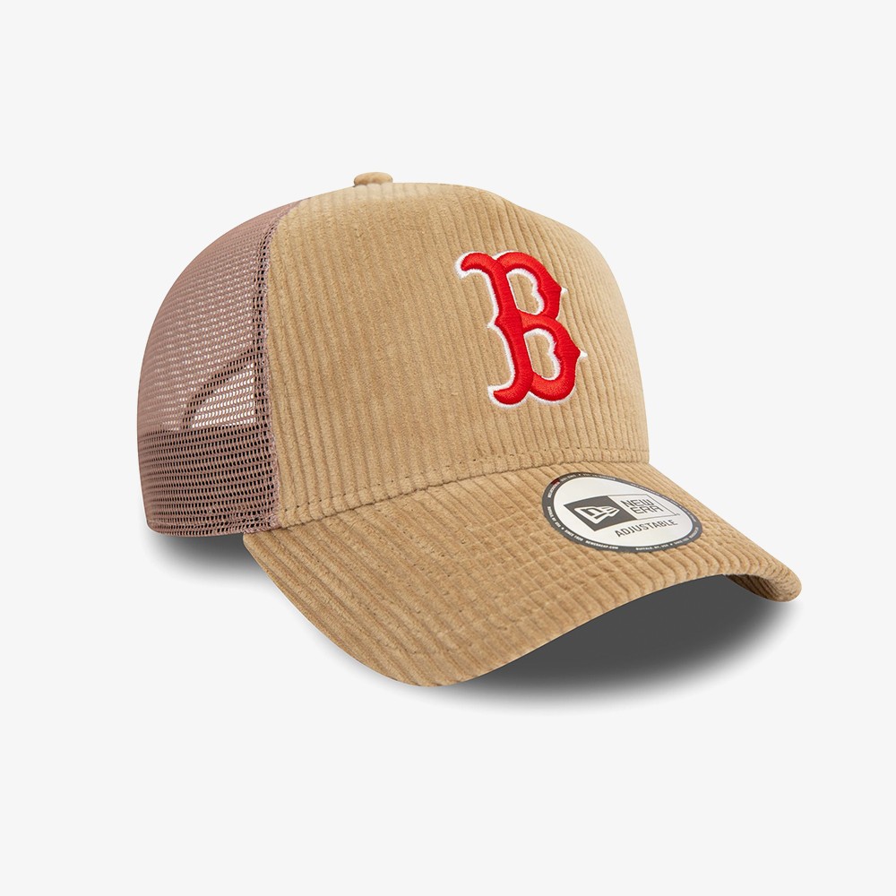 Boston Red Sox MLB Cord 9FORTY E-Frame Adjustable Trucker Cap 'Beige'