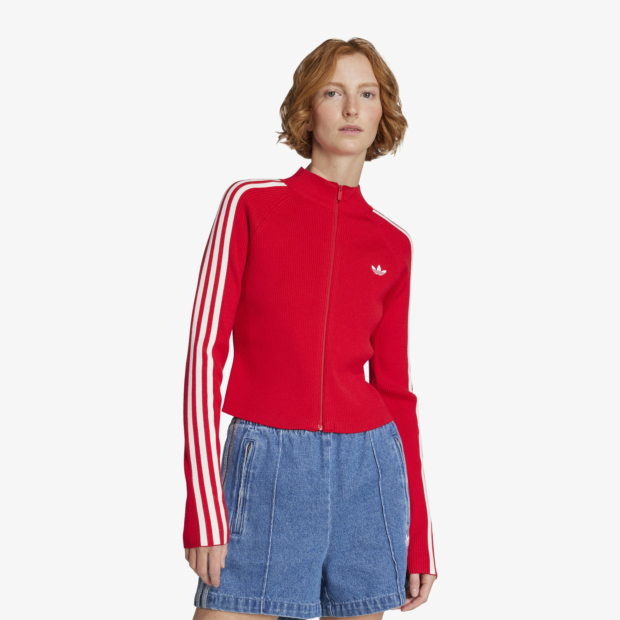 Adicolor 3-Stripes Slim Knit Track Top 'Better Scarlet'