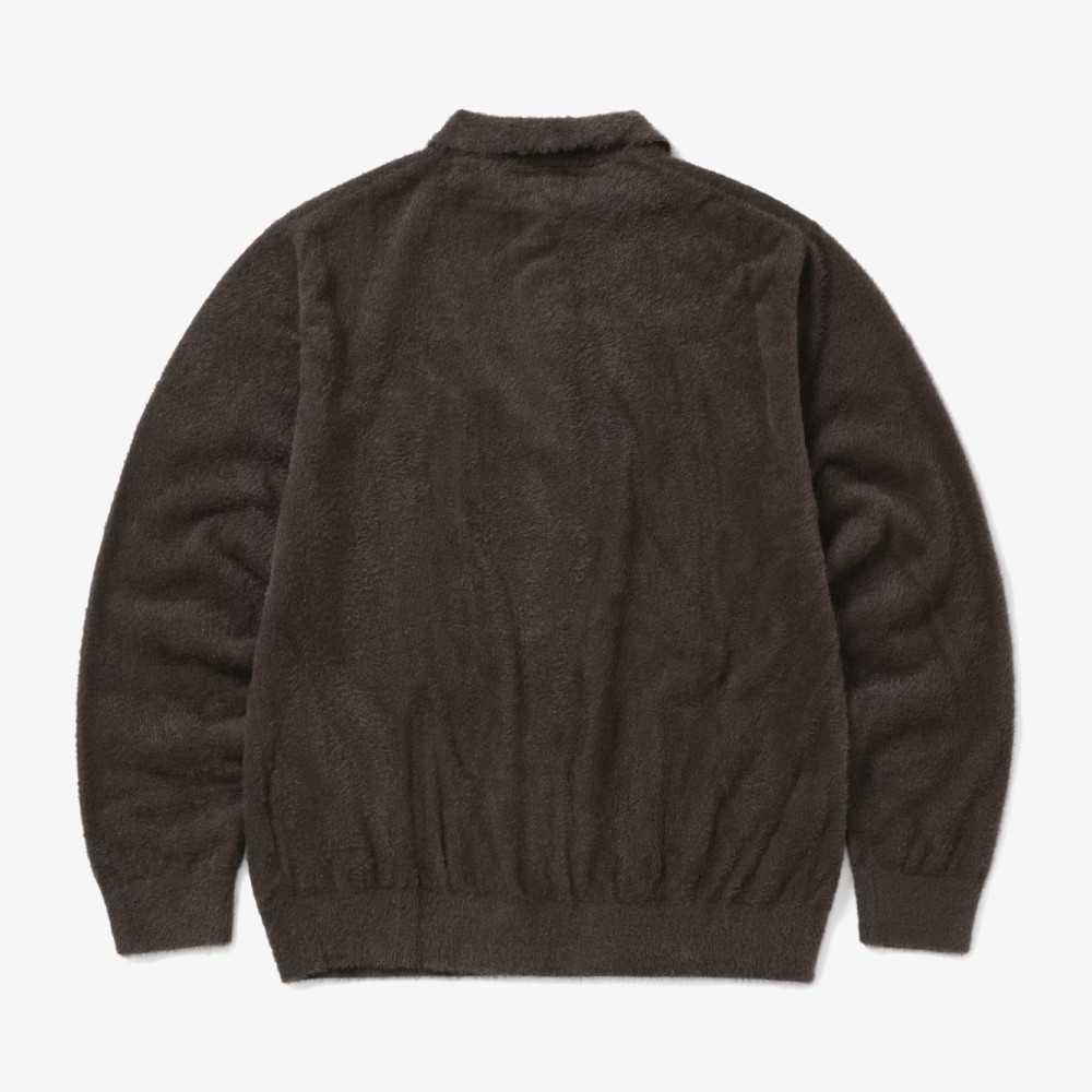 Logo Shaggy Knit Polo 'Brown'