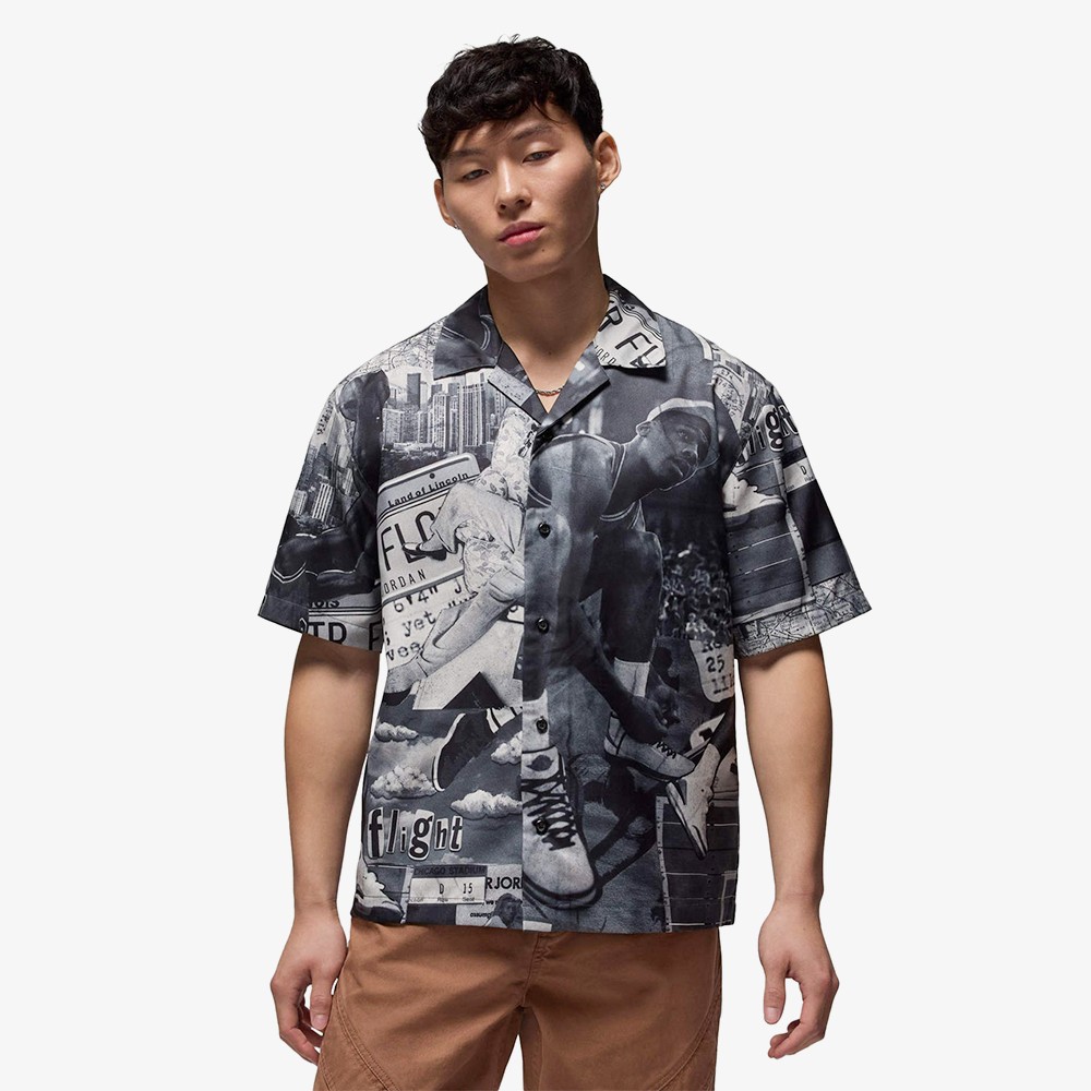 Essentials Printed Camp Top 'Sail Black'