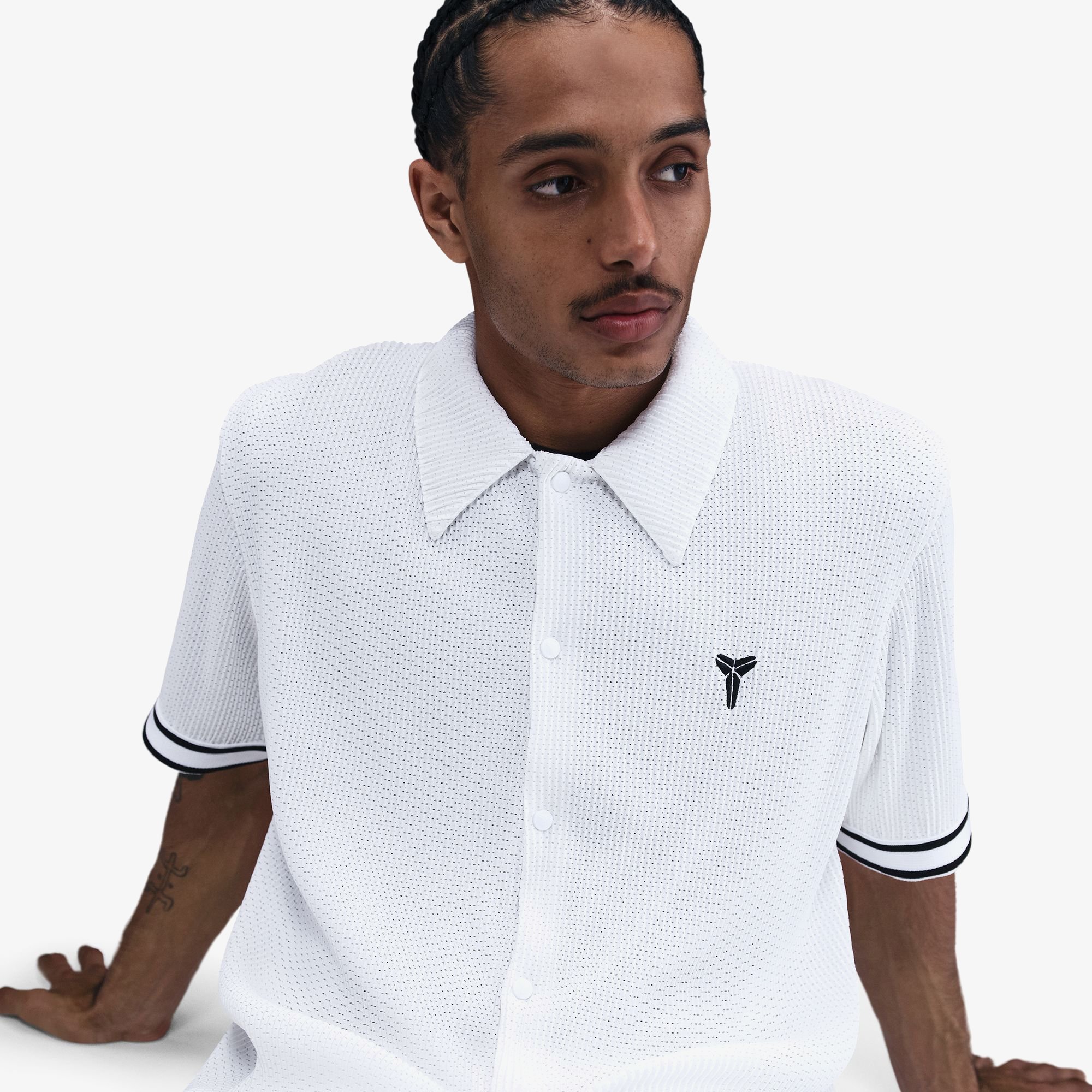 Kobe Pleated Short-Sleeve Basketball Top 'White'