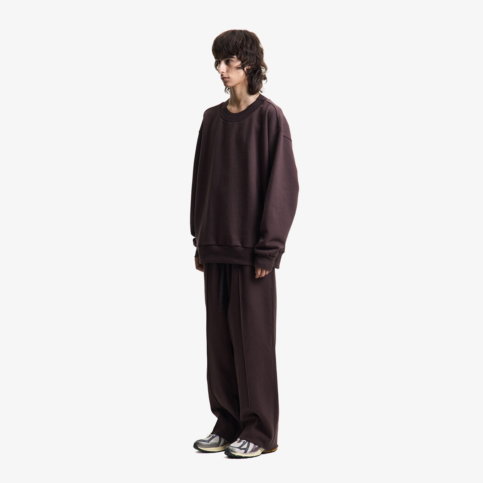 Premium Pintuck Jersey Wide Pants 'Hickory Brown'