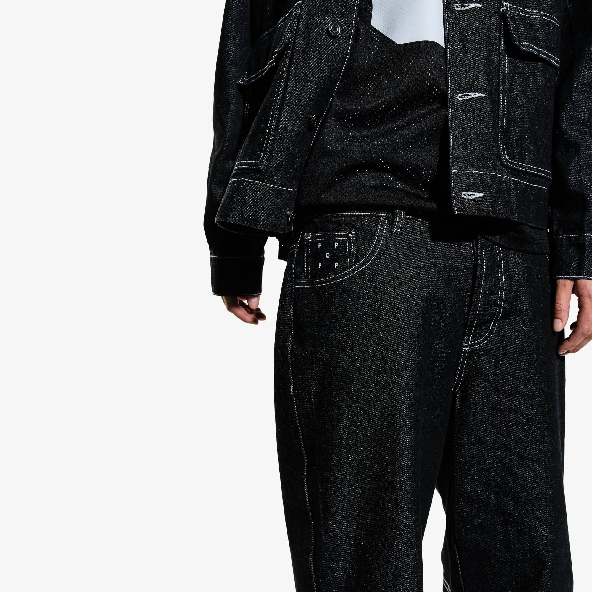 Full Button Denim Jacket 'Rinsed Black'