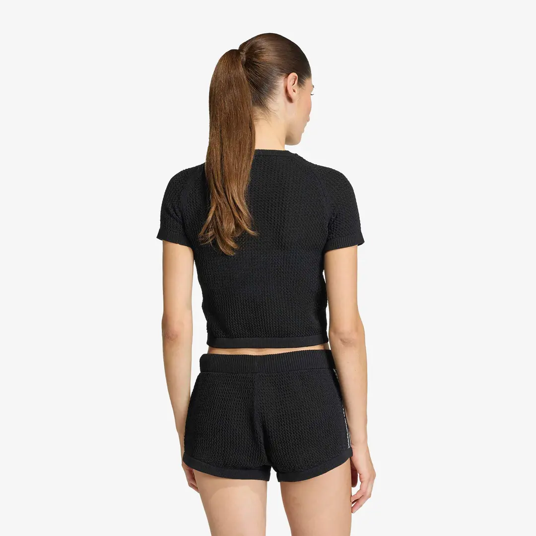 adidas Knitted Crochet Cali Tee 'Black' - WUNDER
