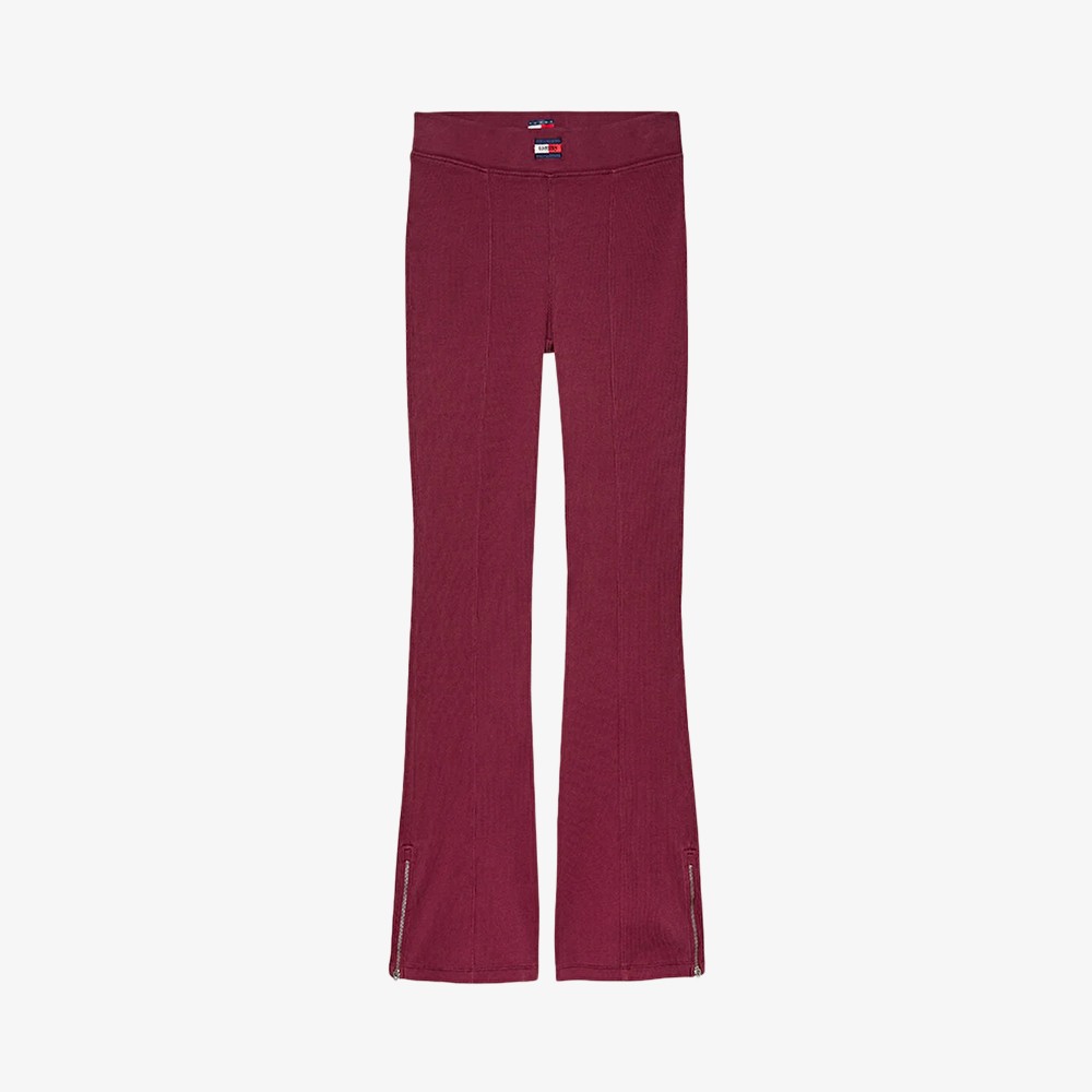Zip Hem Flared Leggings 'Burgundy'
