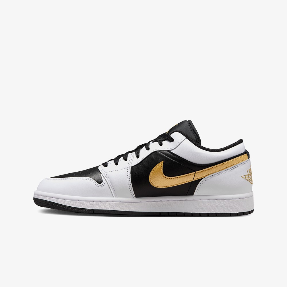 Air Jordan 1 Low White Black Metallic Gold Swoosh WUNDER