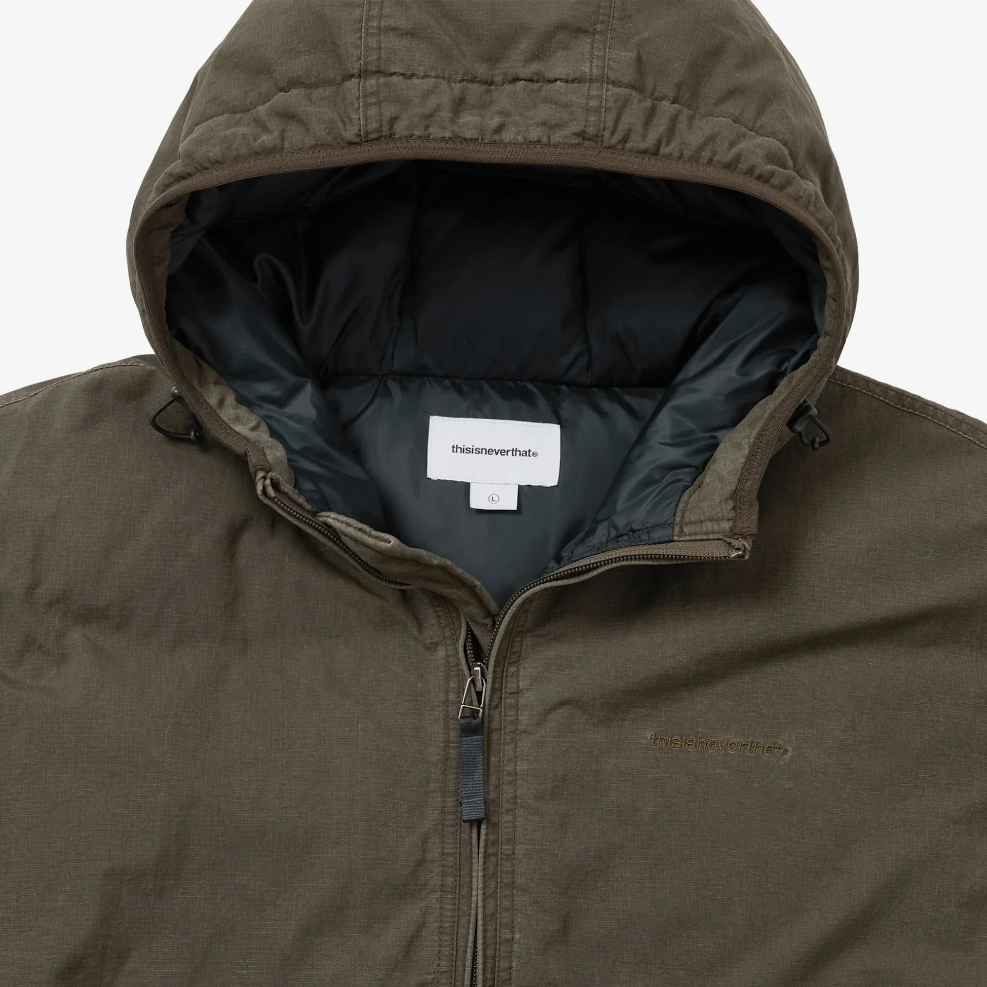 Washed Down Puffer Jacket 'Olive Brown'