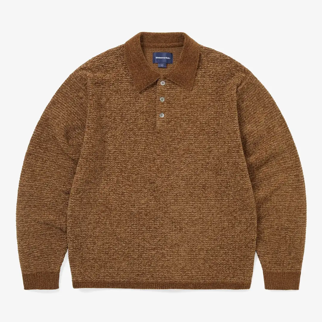 トップス BoTT MARLED KNIT POLO / BROWN BoTTMarled Knit Polo - Apple Butter Store