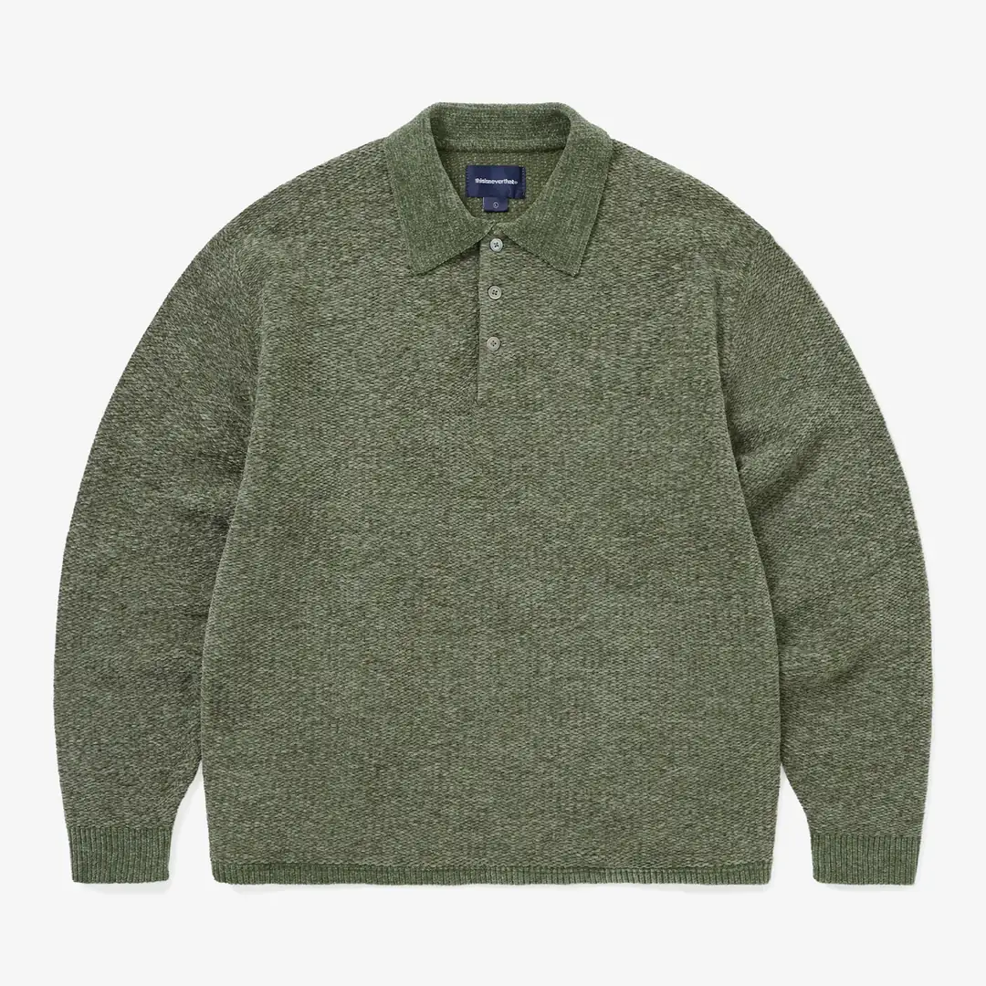 thisisneverthat Velvet Knit Polo 'Green' - WUNDER
