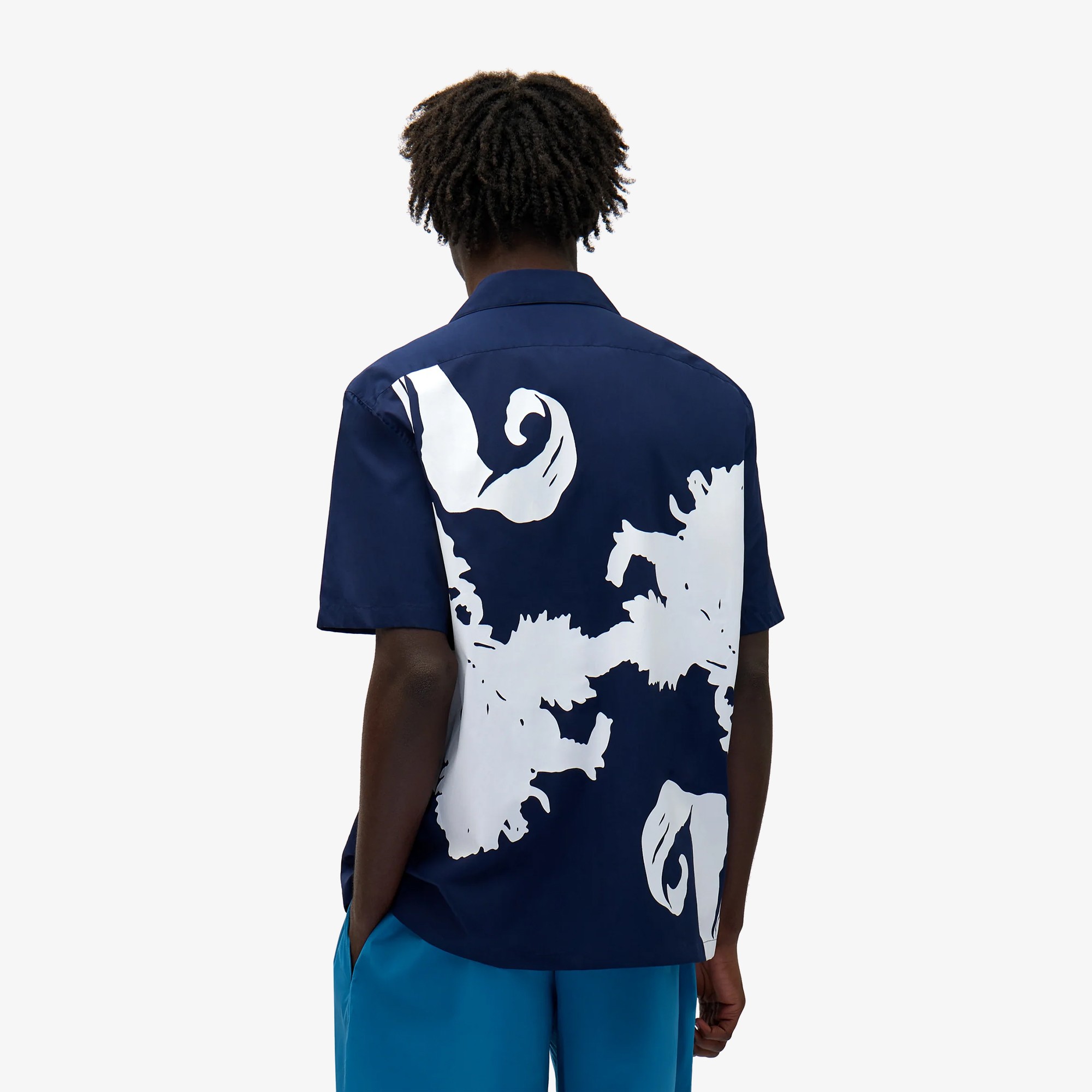 Big Flower Shirt 'Navy & White'