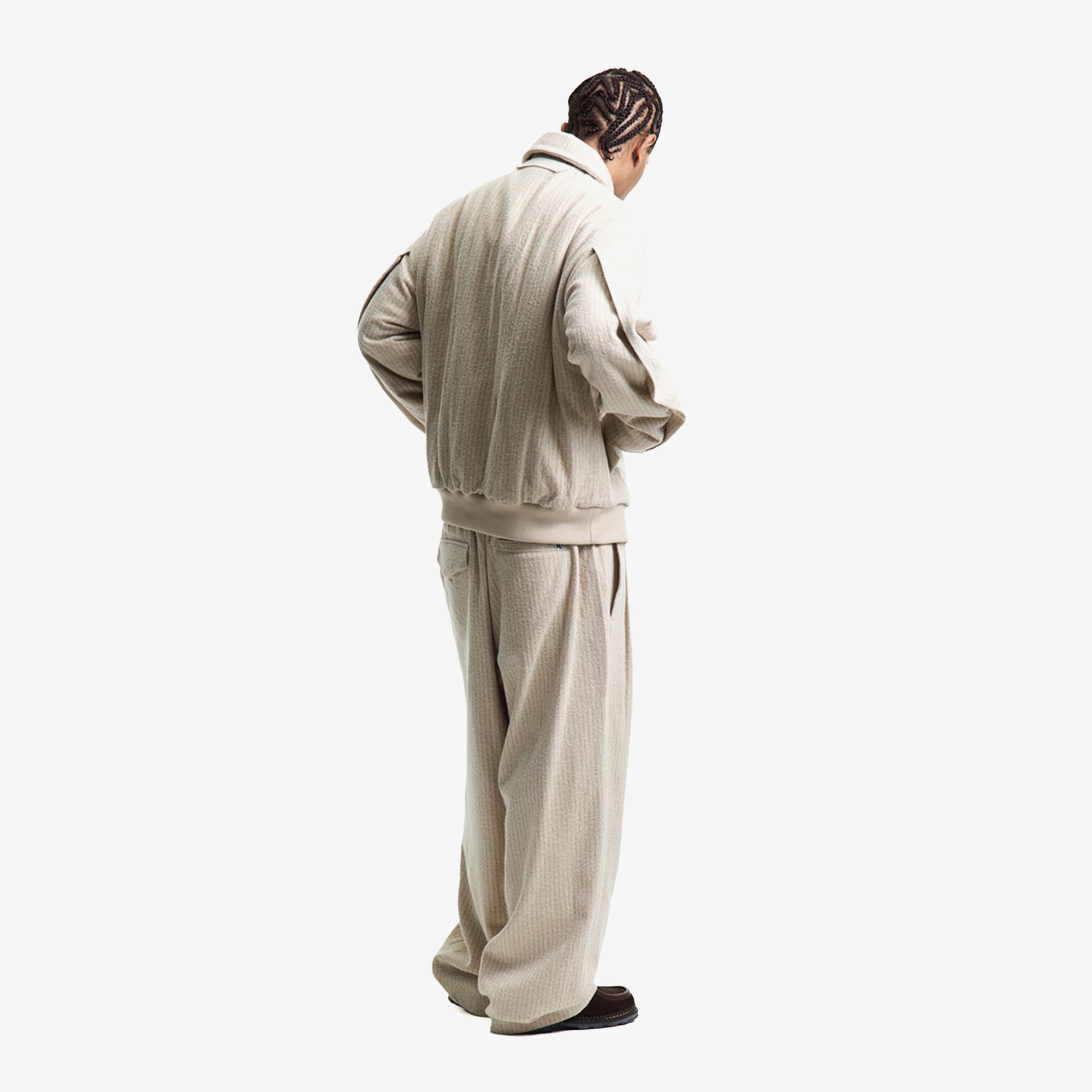 Premium Vintage Wool Striped Wide Pants 'Born White'