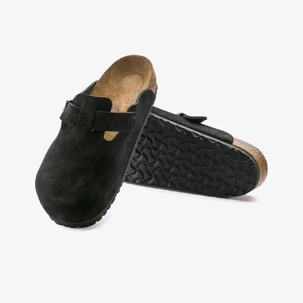 Birkenstock Boston Sfb Vl Suede Leather 'Black' - WUNDER