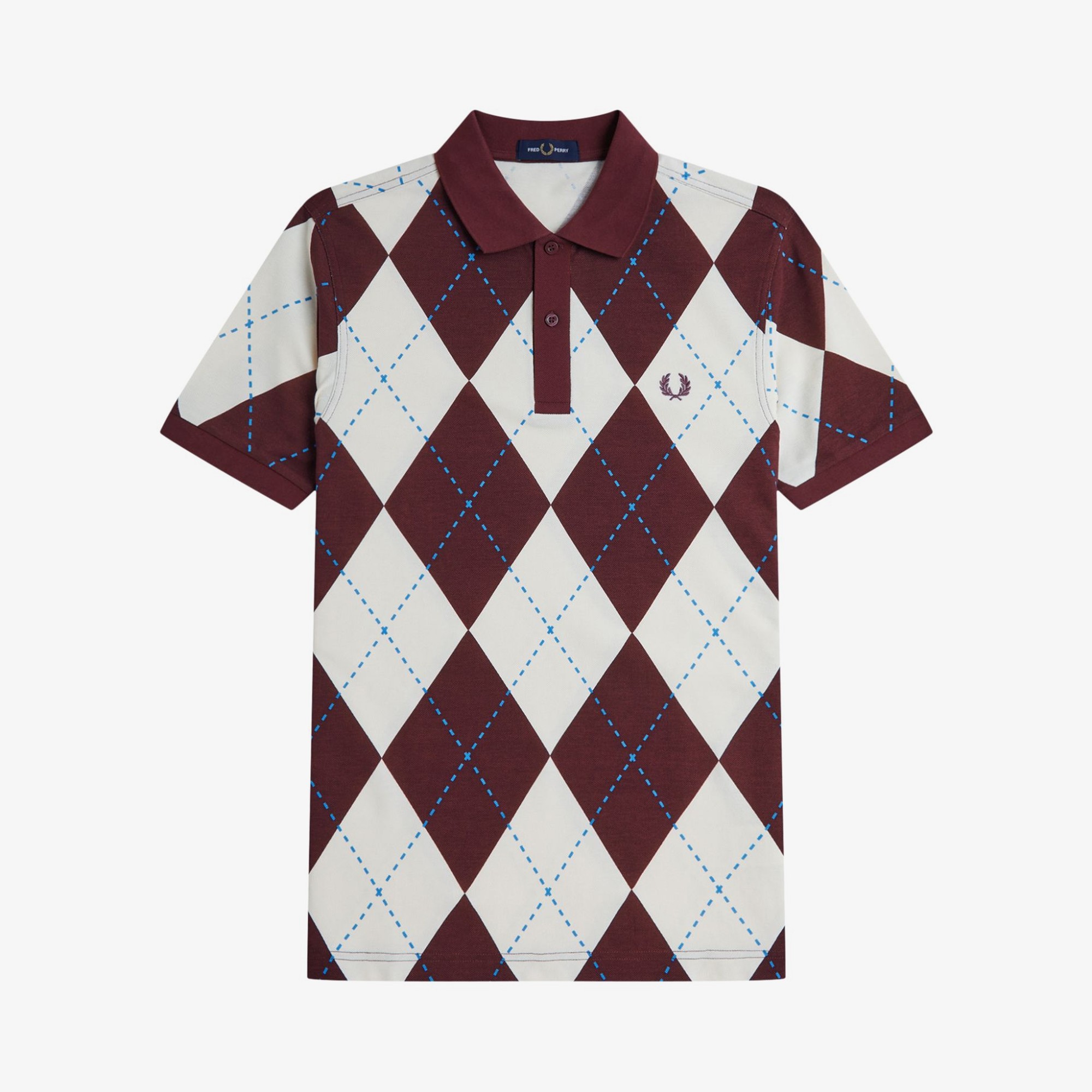 Argyle Print Polo Shirt 'Ecru'