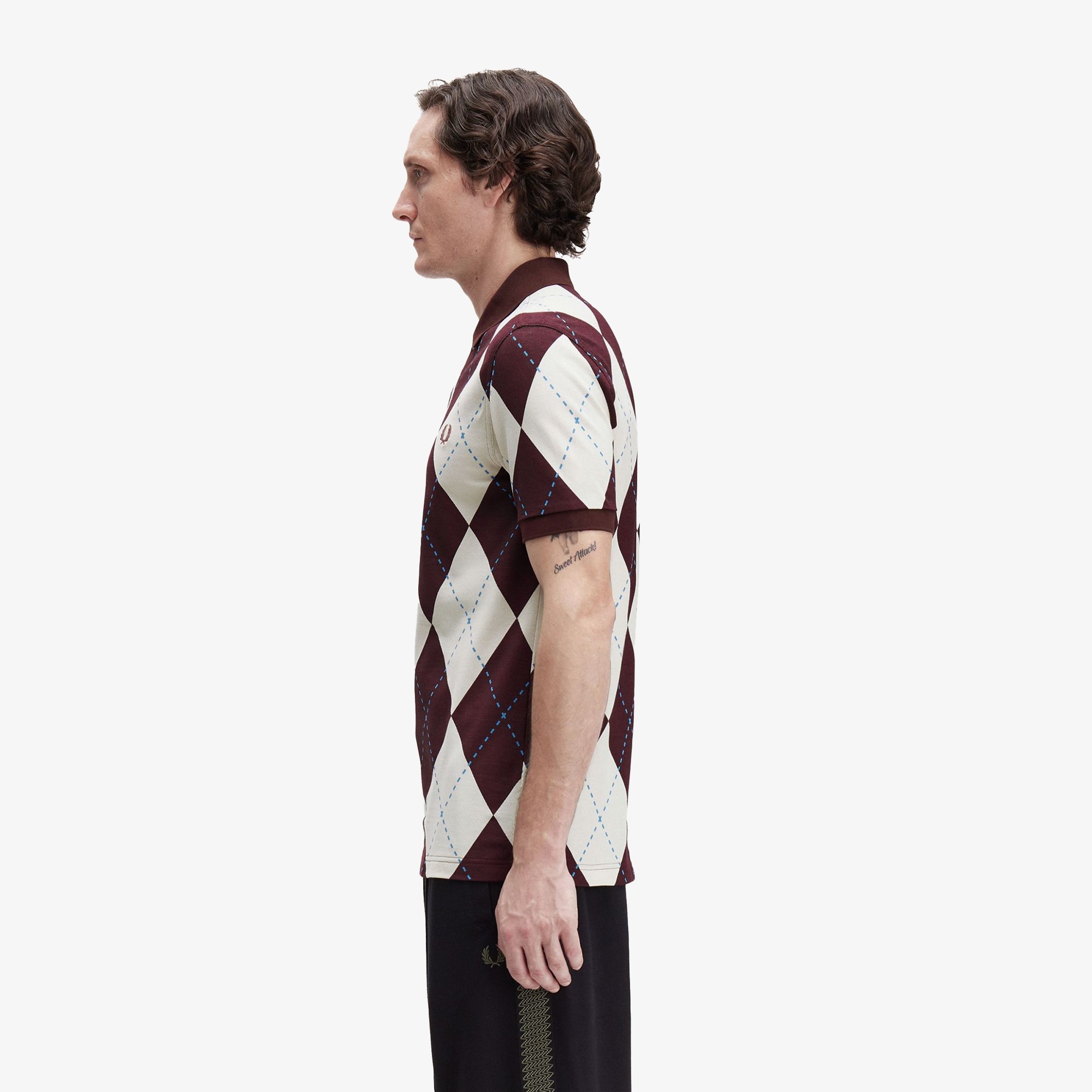Argyle Print Polo Shirt 'Ecru'
