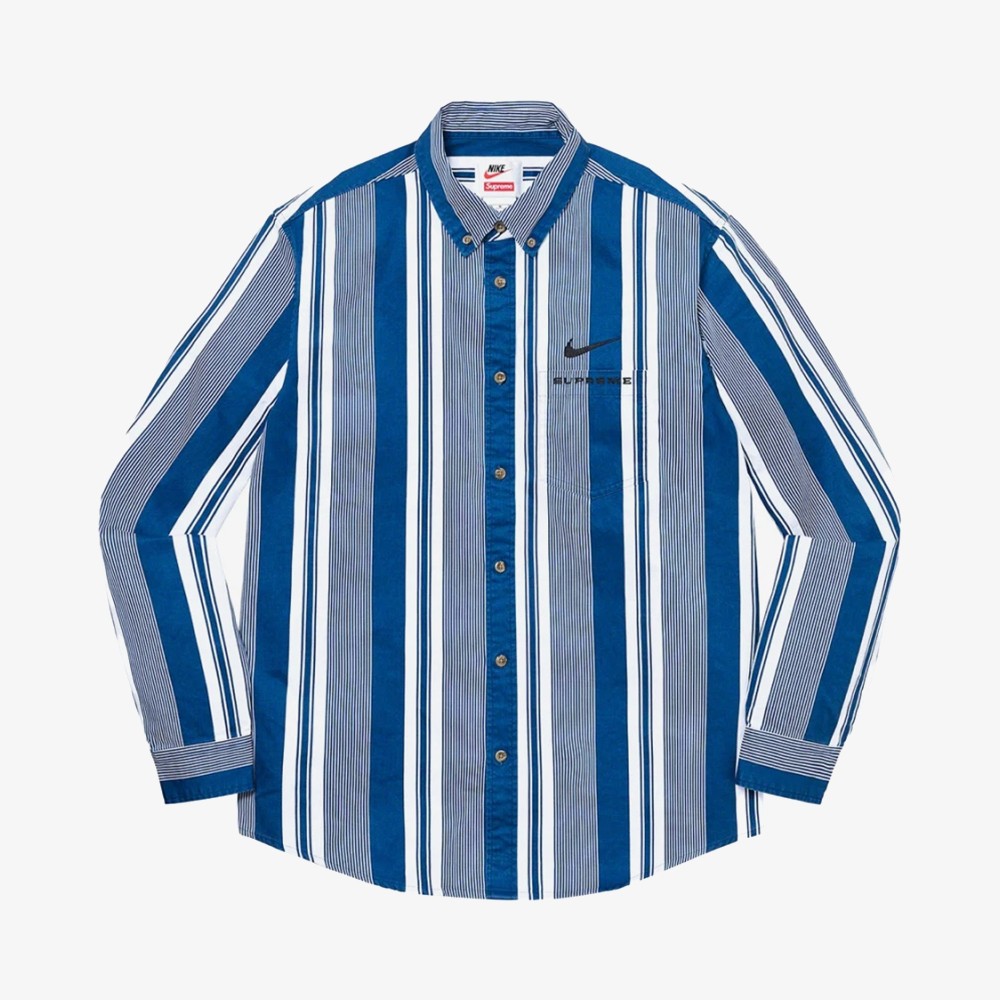 Nike x Supreme Cotton Twill Shirt Stripe 'Blue'