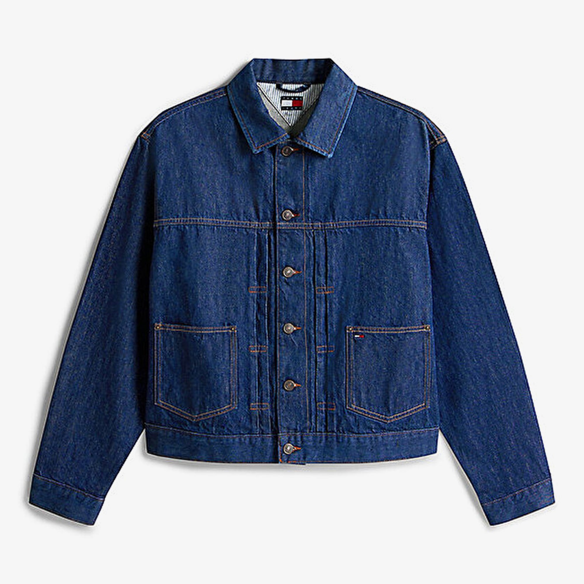 Pleated Denim Trucker Jacket 'Blue'