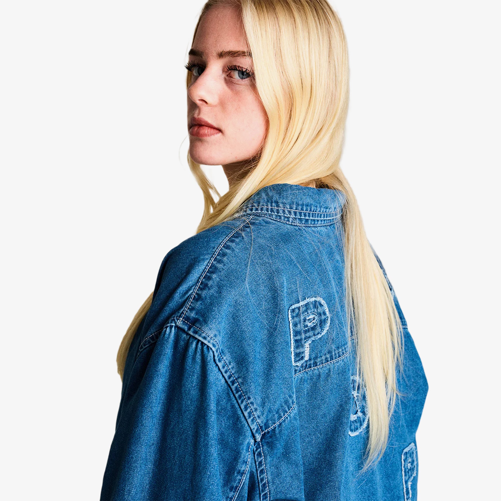 Applique Logo Denim Shirt 'Blue'