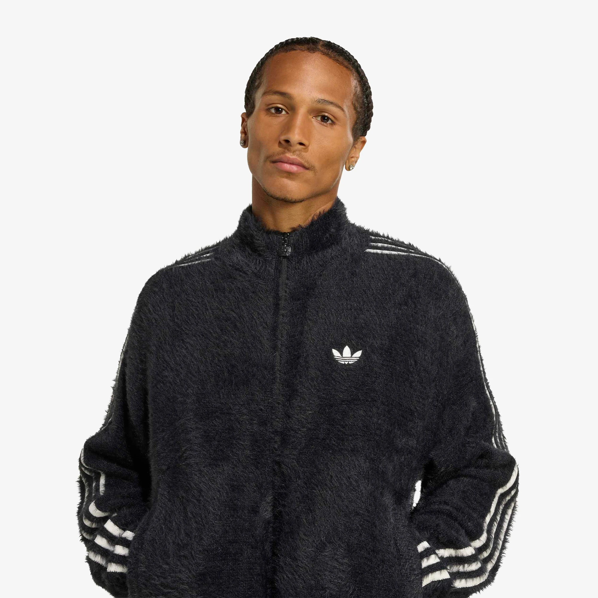 Faux Mohair Classic Track Top 'Black'