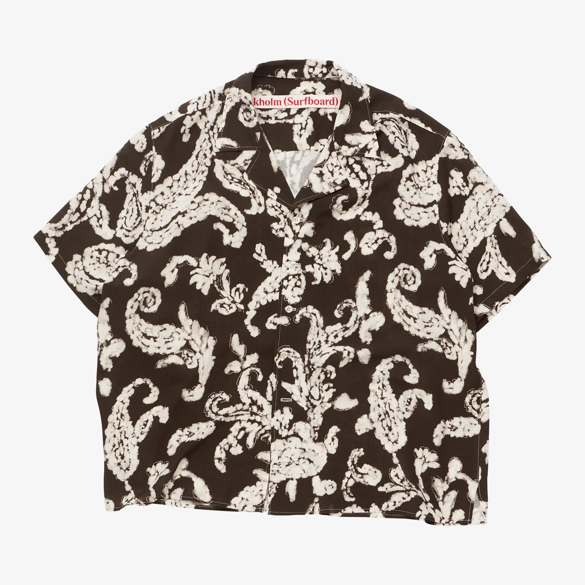 Stockholm Surfboard Club Printed Short Sleeve Shirt 'Brown Paisley