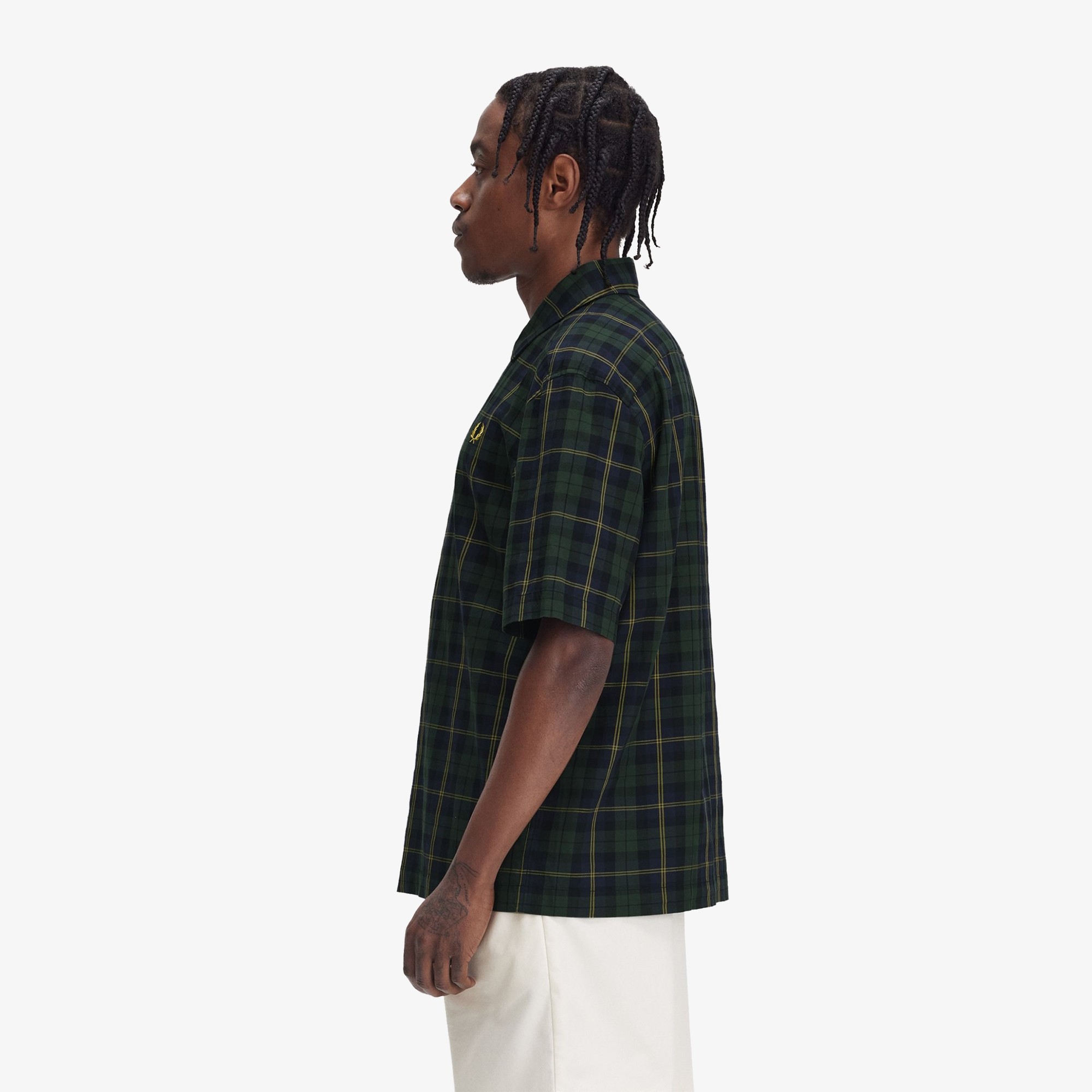 Tartan Twill Short Sleeve Shirt 'Navy'