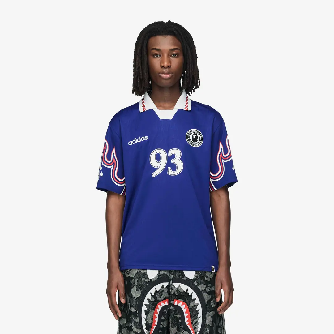 【 BAPE X ADIDAS 】FLAME JERSEY adidas x BAPE SSL Flame Jersey 'Japan Blue' - WUNDER