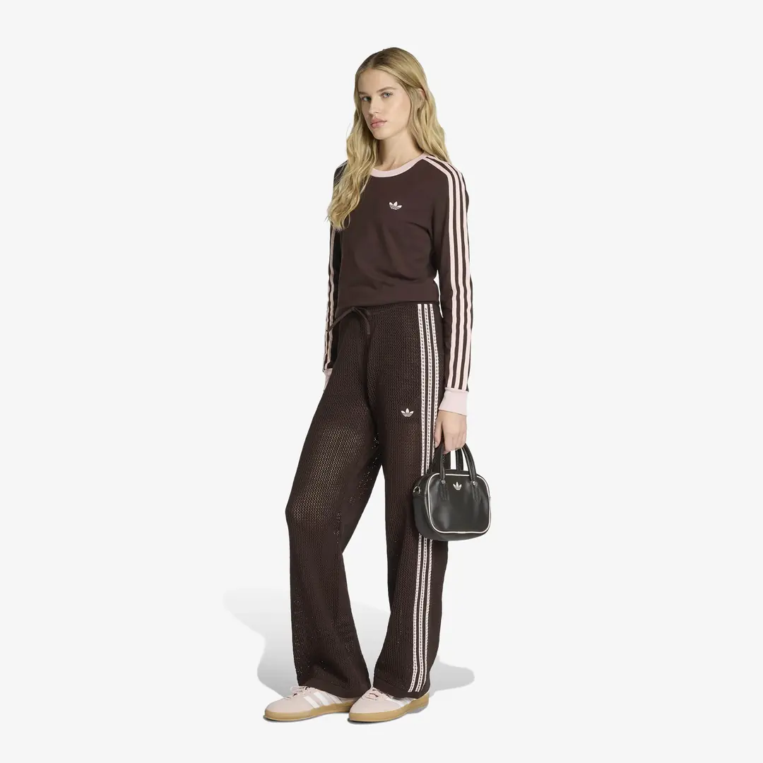 adidas Knitted Crochet Firebird Tracksuit Pants 'Aurora Coffee
