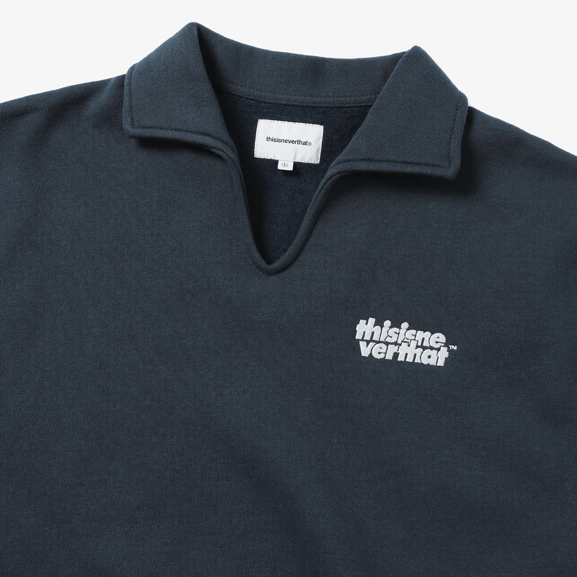 Open Collar Sweatshirt 'Navy'