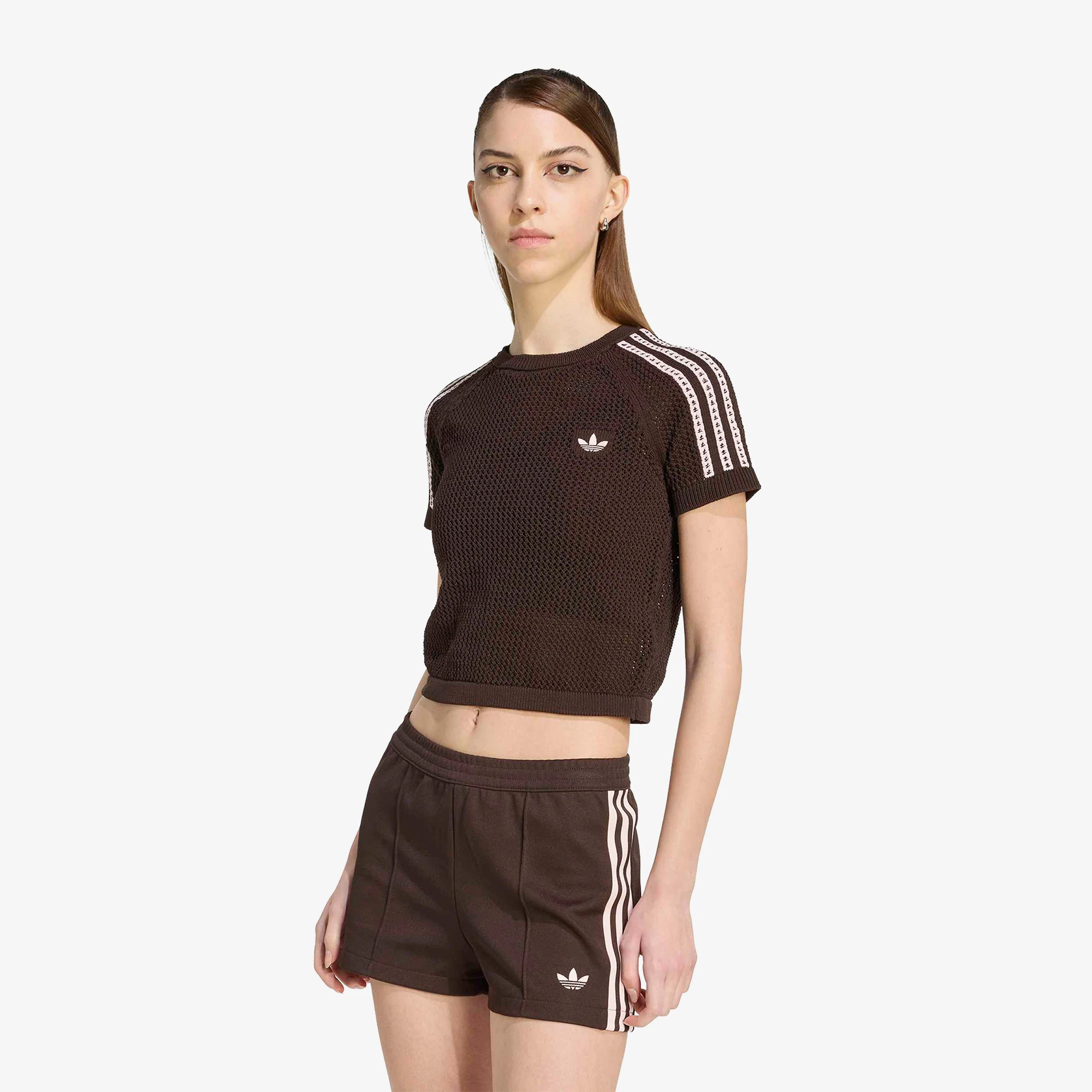 adidas Knitted Crochet Cali T-Shirt 'Aurora Coffee' - WUNDER