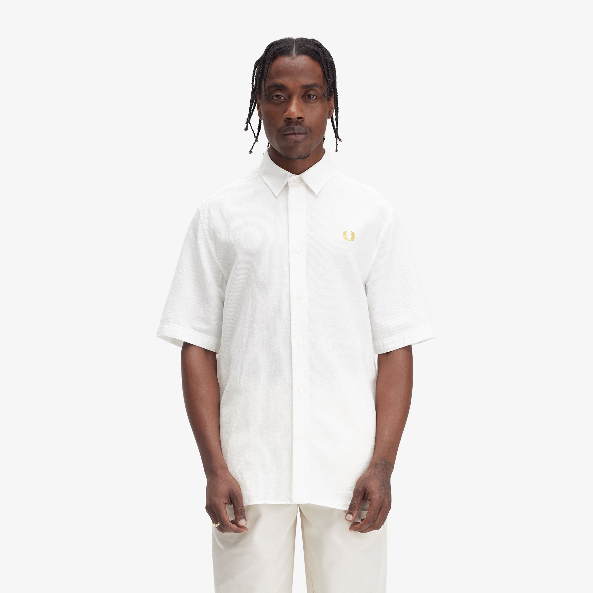 Textured Seersucker Shirt 'Snow White'
