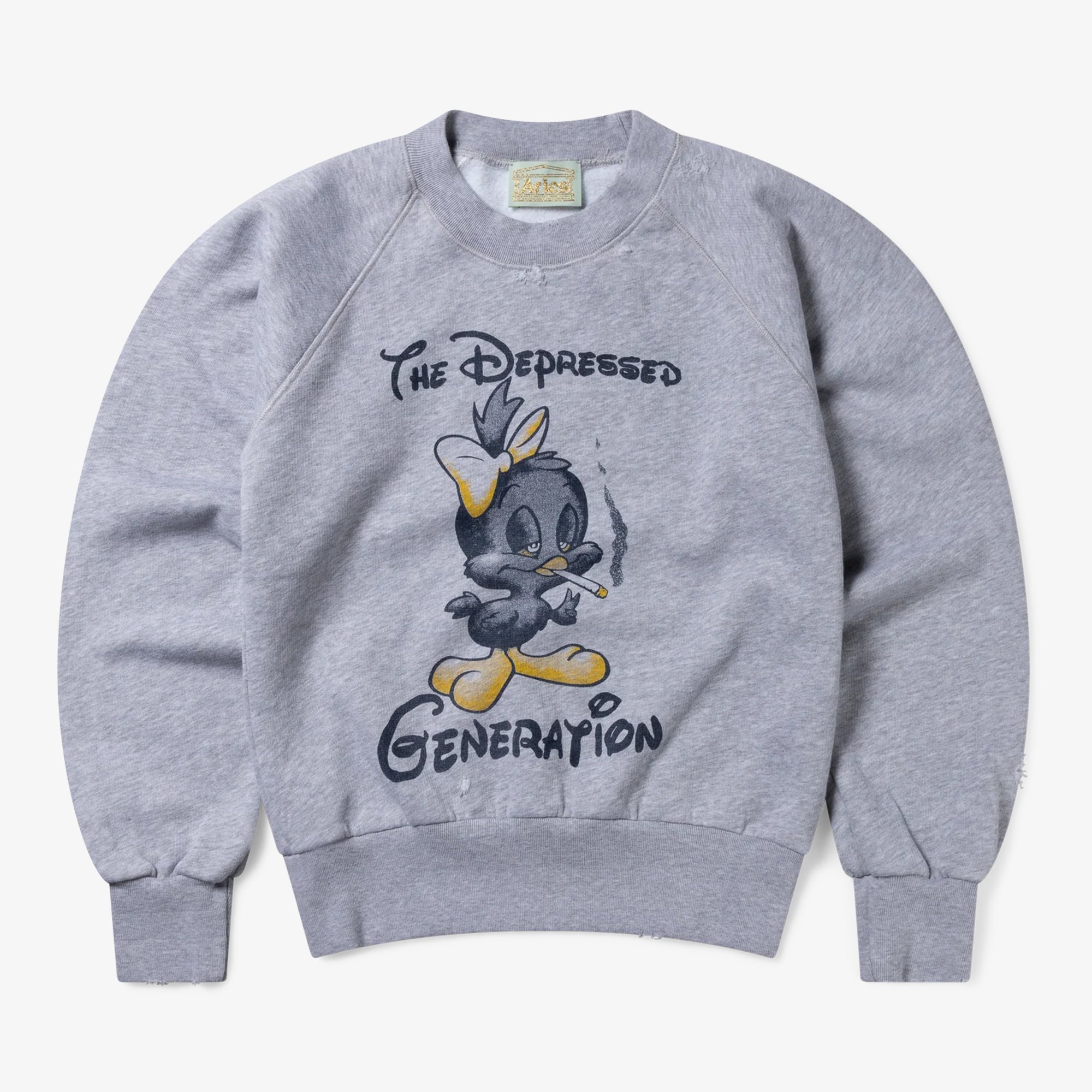 Destroyed Weedie Pie Raglan Sweat 'Light Grey Marl'