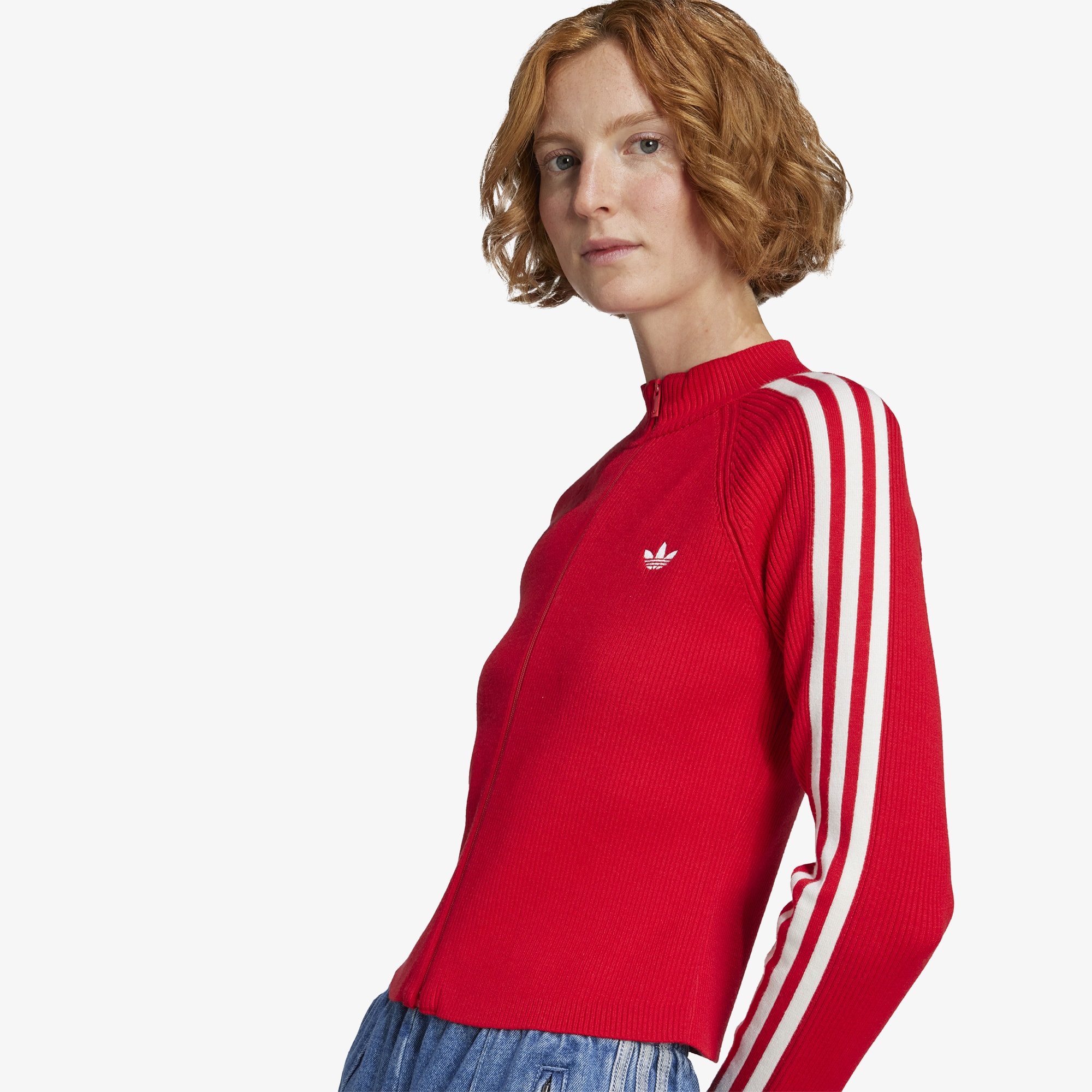 Adicolor 3-Stripes Slim Knit Track Top 'Better Scarlet'