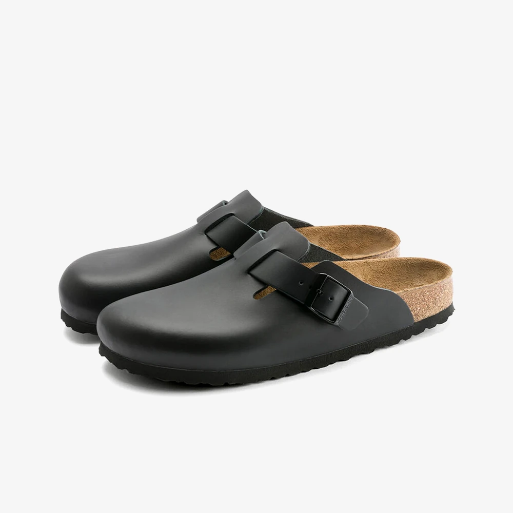 Birkenstock Boston Natural Leather 'Black' - WUNDER