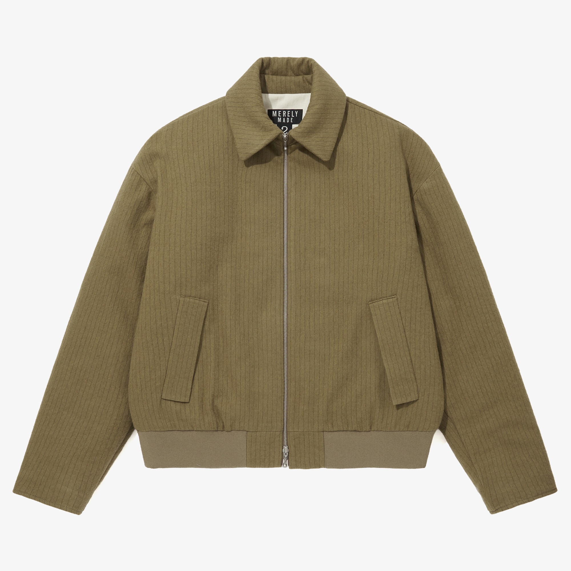 Premium Vintage Woolen Stripe Blouson 'Peanut Brown'