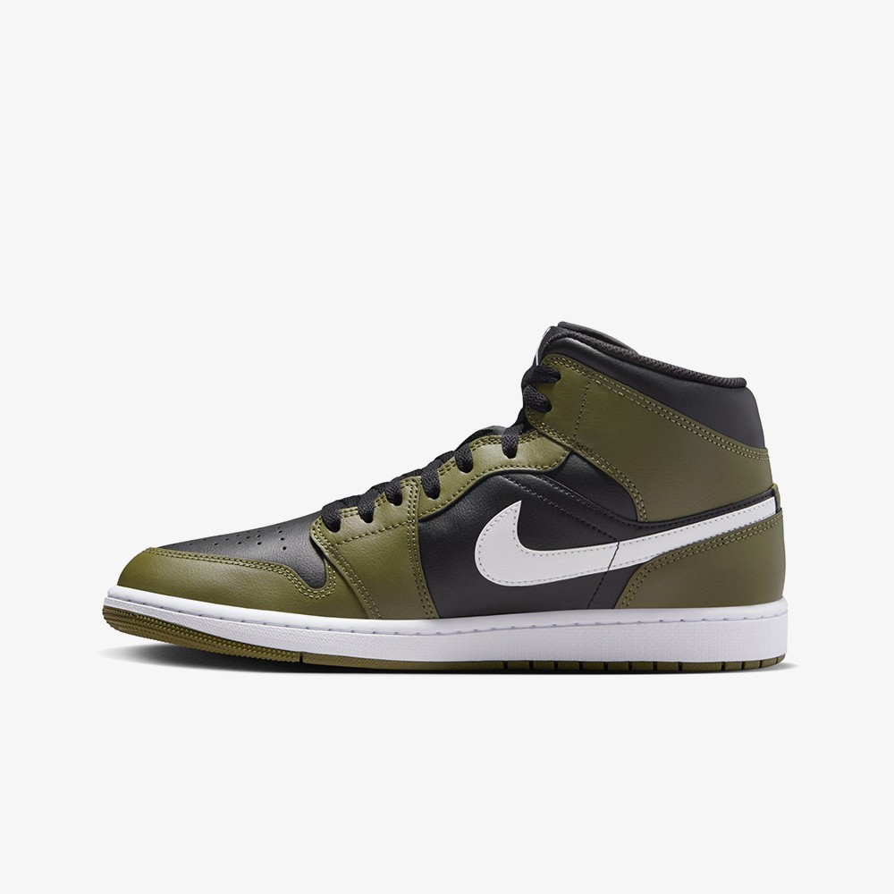 Air Jordan 1 Mid 'Black White Olive'