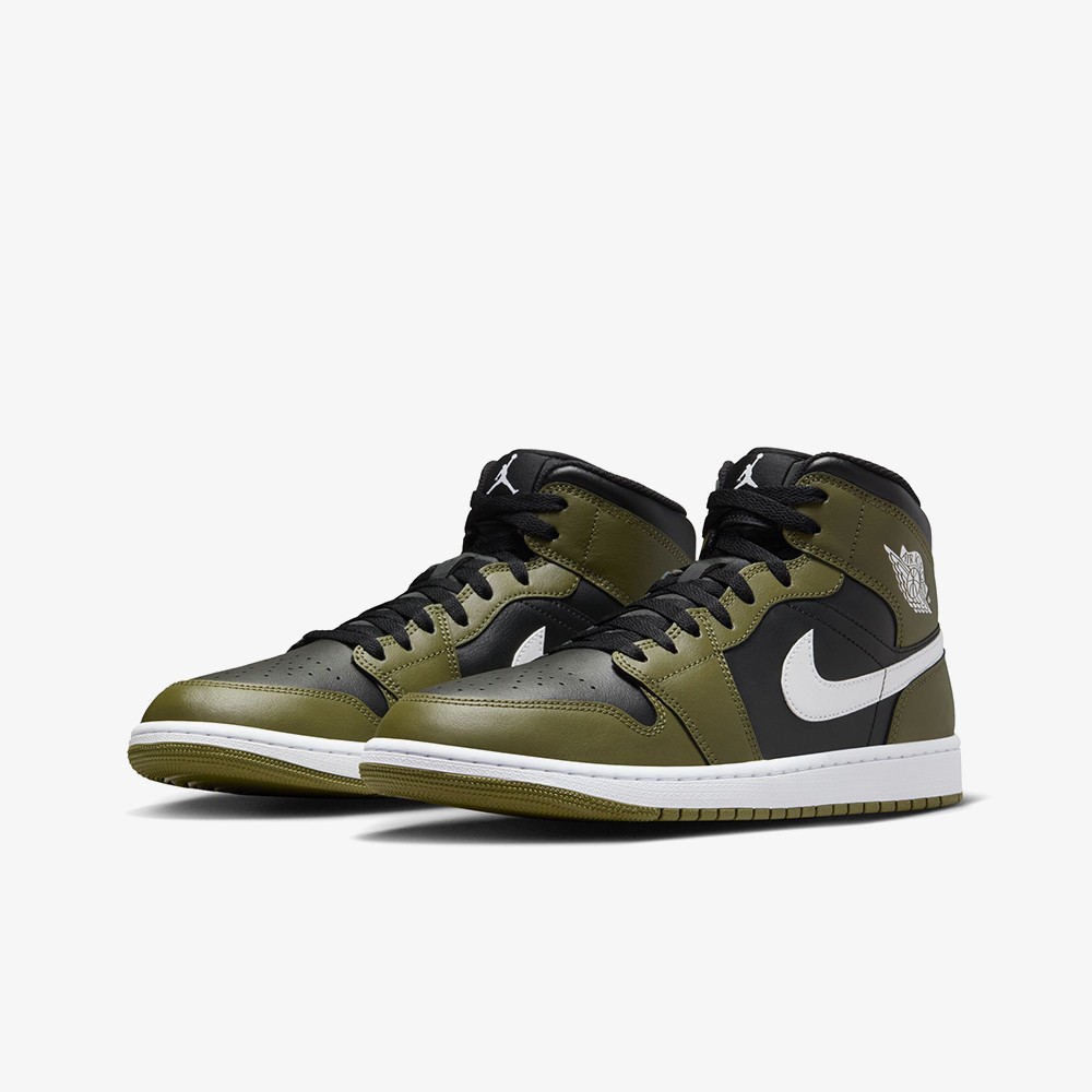 Air Jordan 1 Mid 'Black White Olive'