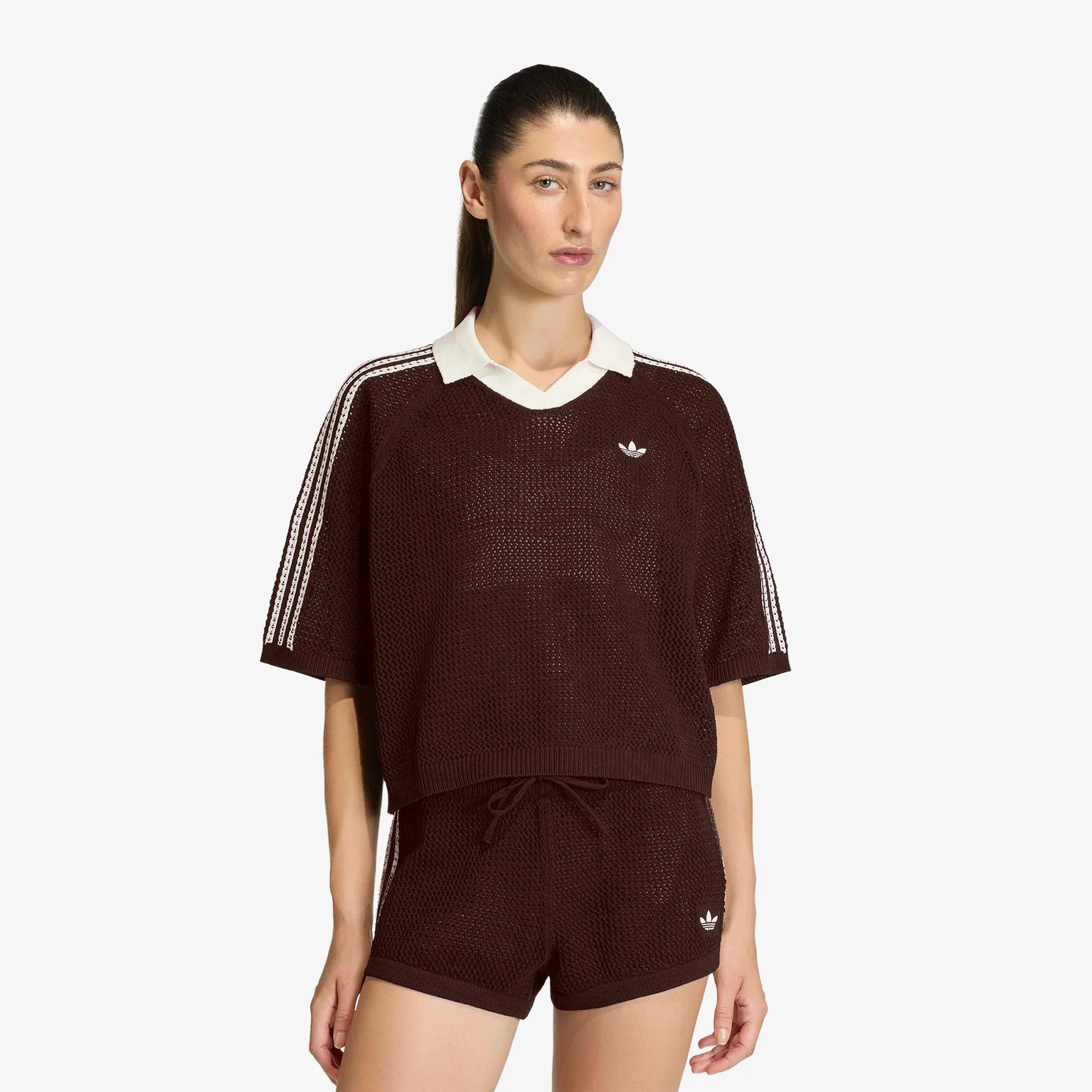  KNITTED CROCHET POLO オーロラコーヒー adidas Knitted Crochet Polo 'Aurora Coffee' - WUNDER