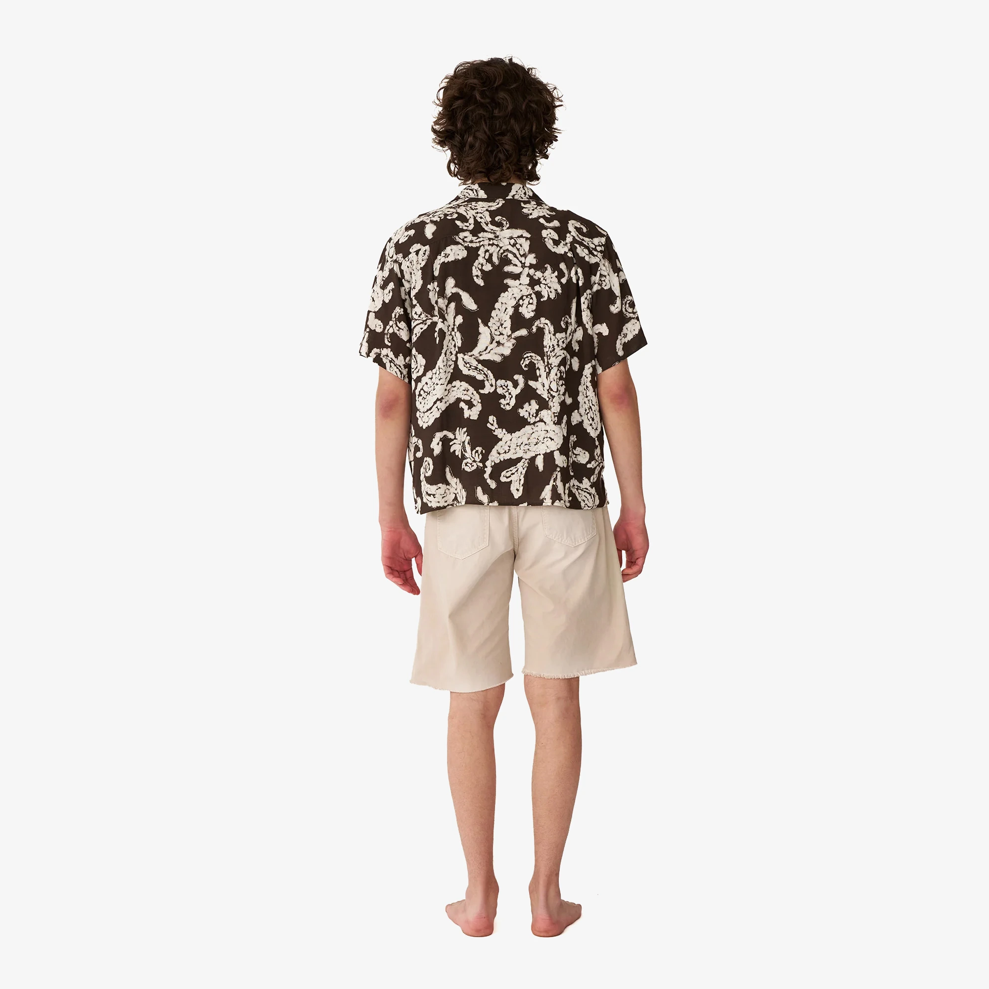 さ*な様 Ex Short Sleeve Cut Sewn APPLE SCRU Stockholm Surfboard Club Printed Short Sleeve Shirt 'Brown Paisley