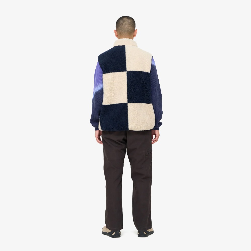 Checkered Sherpa Vest 'Navy Check'