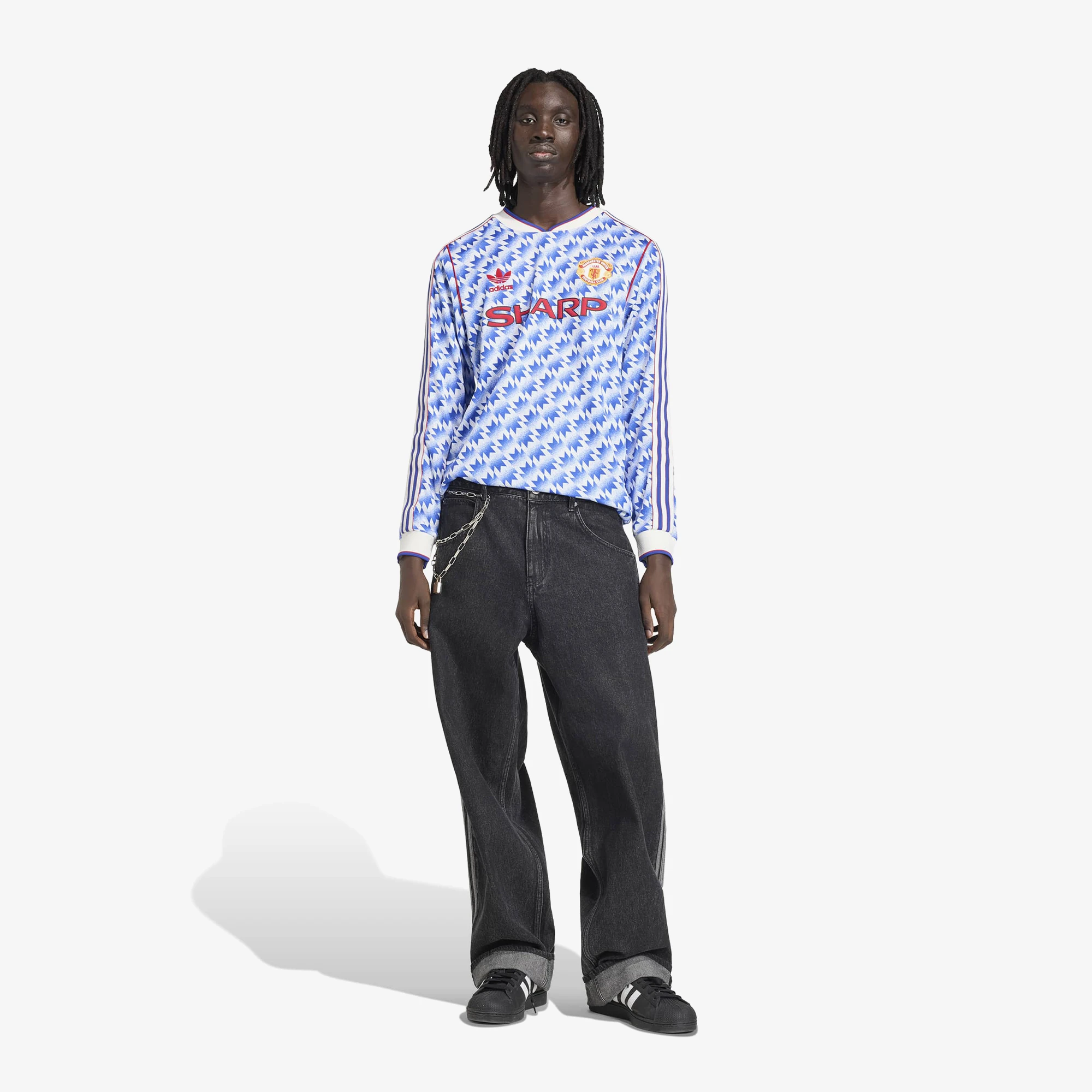 adidas Manchester United Away Long Sleeve Jersey '90 'Multicolor