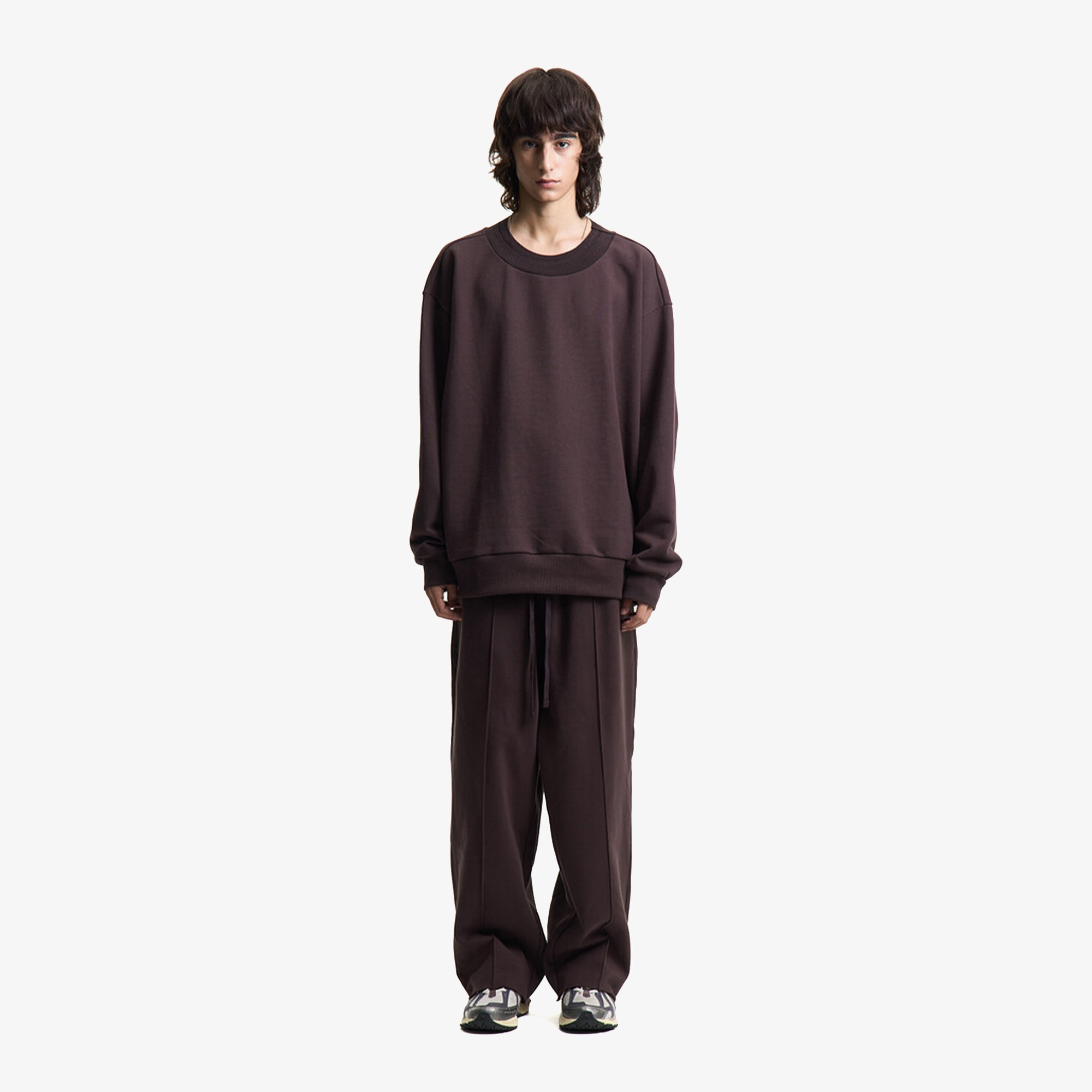 Premium Pintuck Jersey Wide Pants 'Hickory Brown'