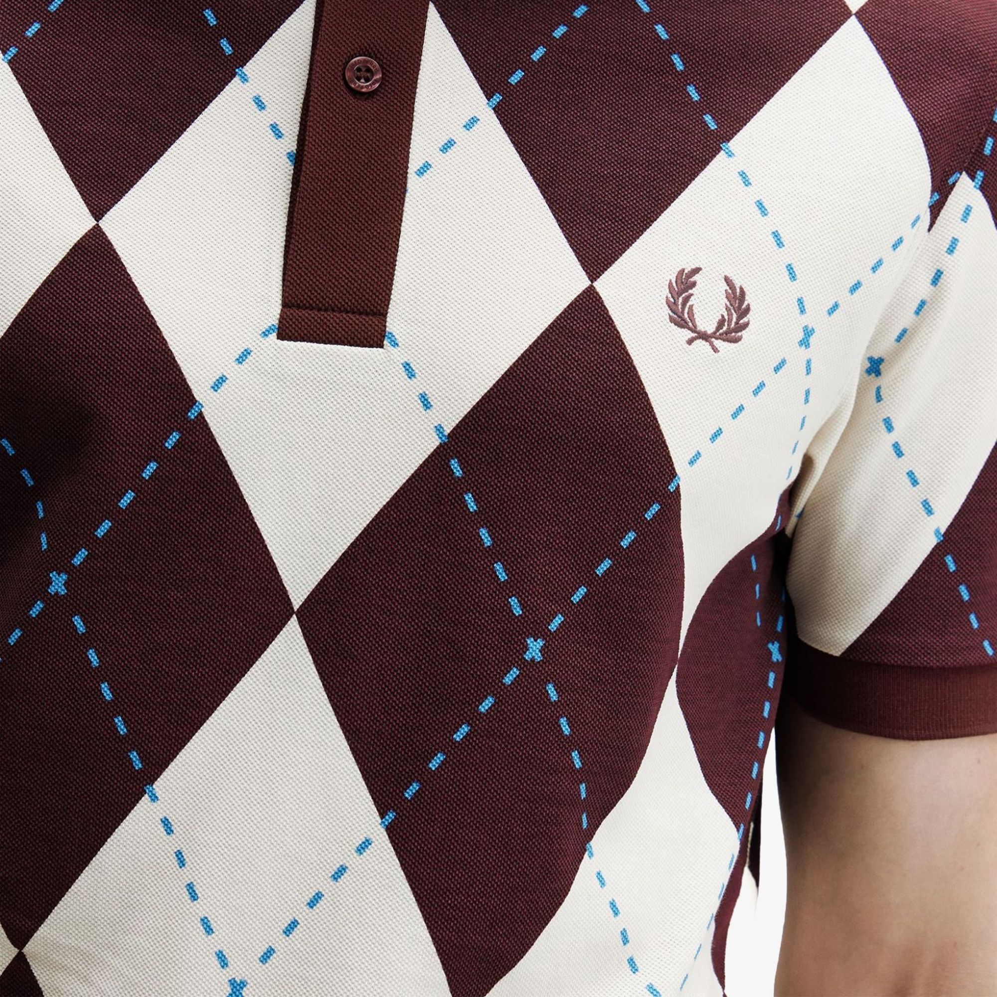 Argyle Print Polo Shirt 'Ecru'