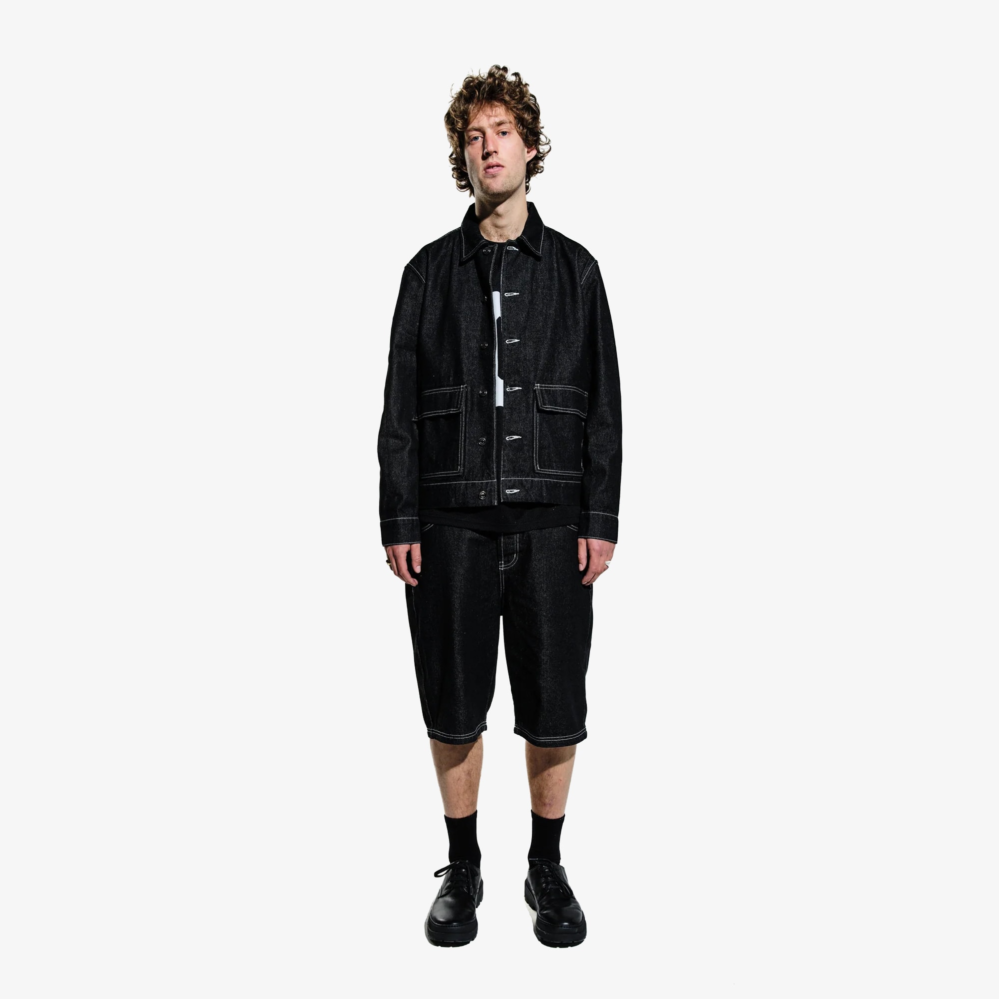 Full Button Denim Jacket 'Rinsed Black'