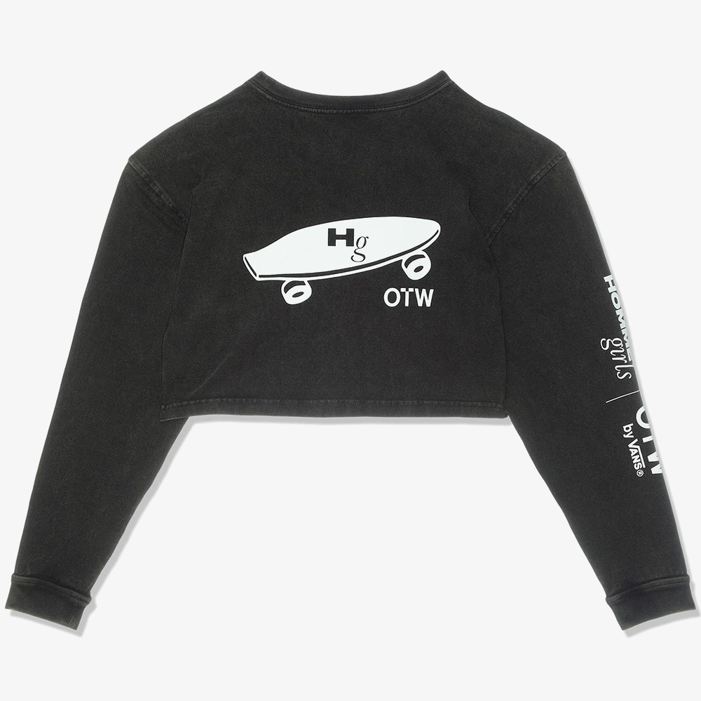 OTW x Homme Girls Crop T Shirt Washed Black