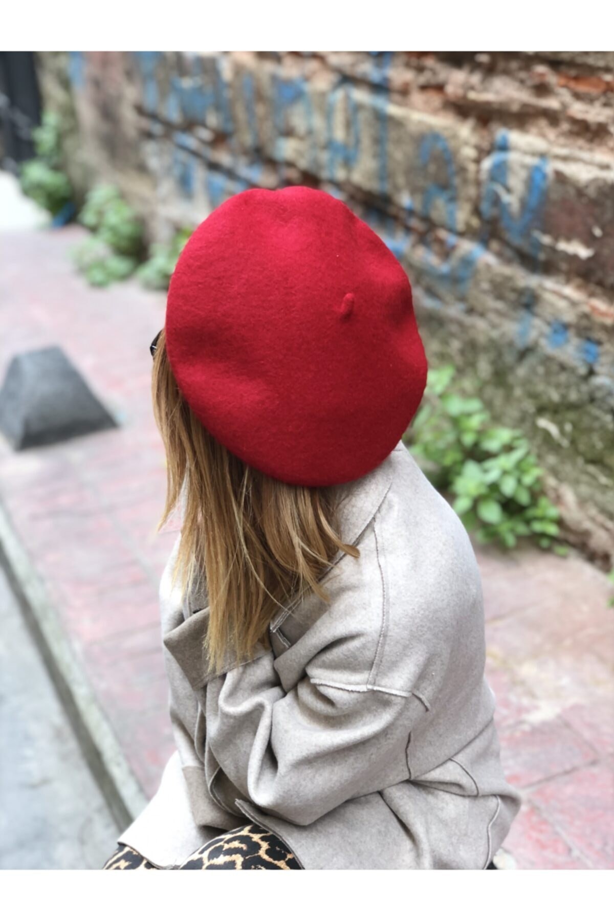 ¿ Kırmızı Fransız Beresi Kadın Şapka Bere image