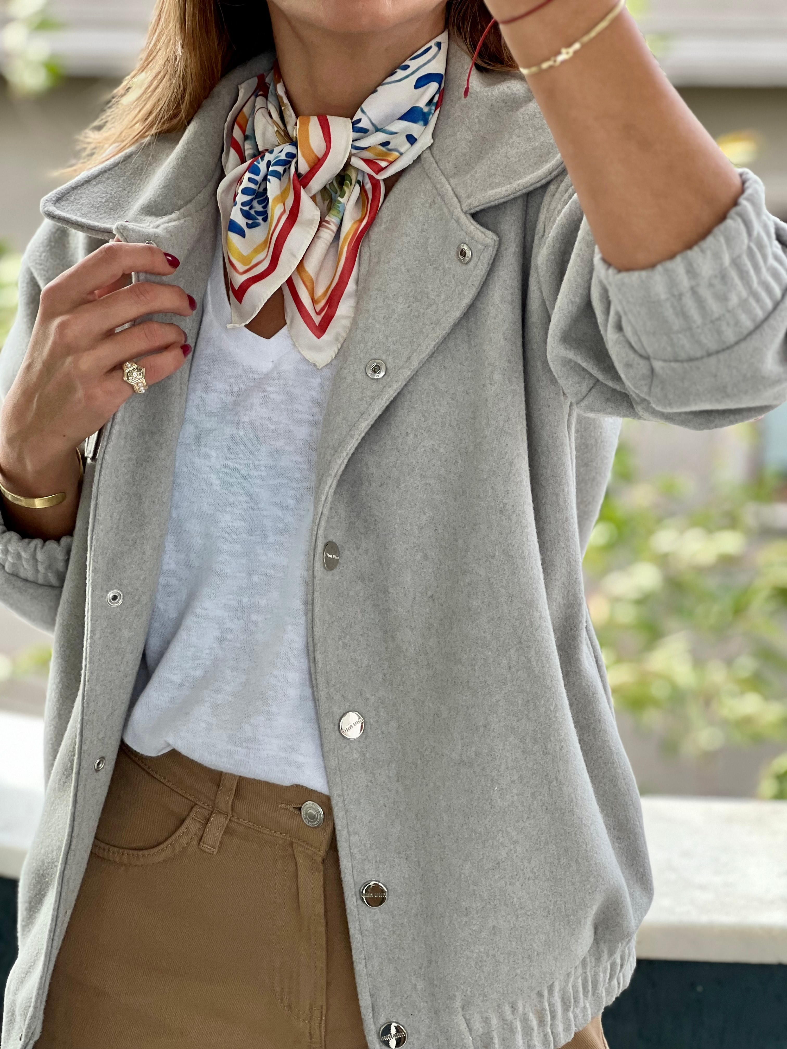 Bej Krem Desenli Fular Bandana